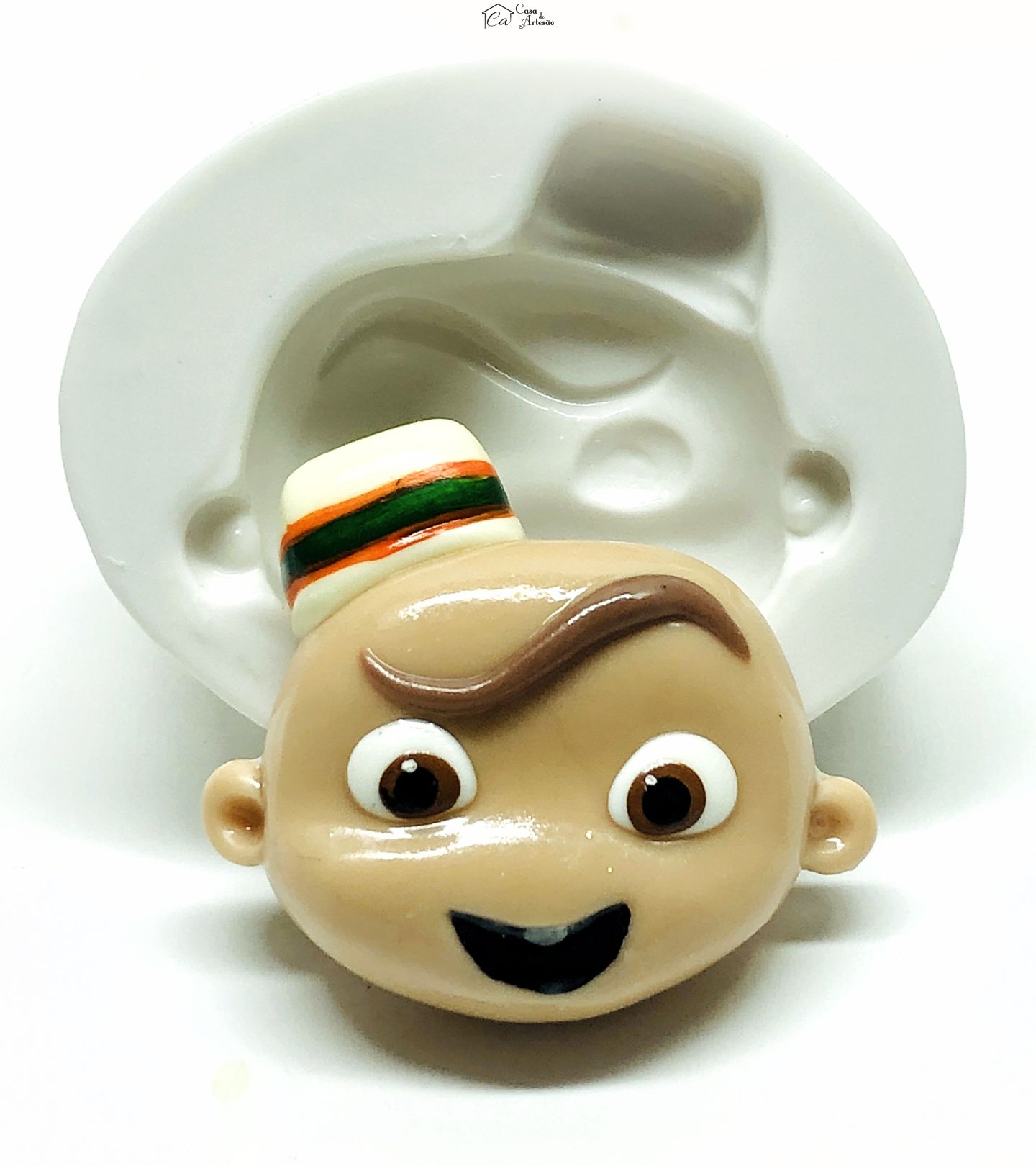 Molde de silicone - Mini Beat Power Rockers - Rosto Carlos - Grande - P1032