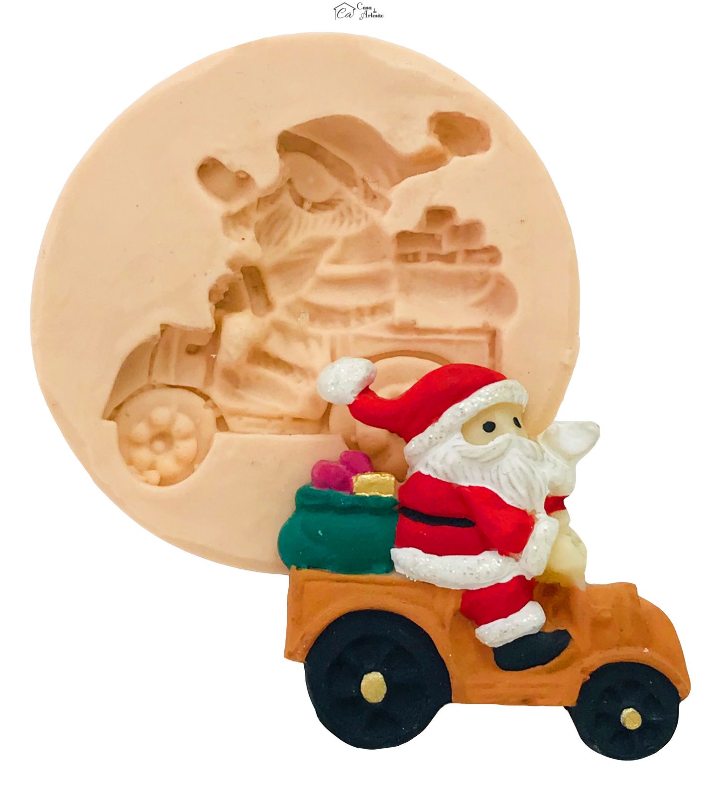 Molde de silicone - Papai Noel de Carro II - Pq