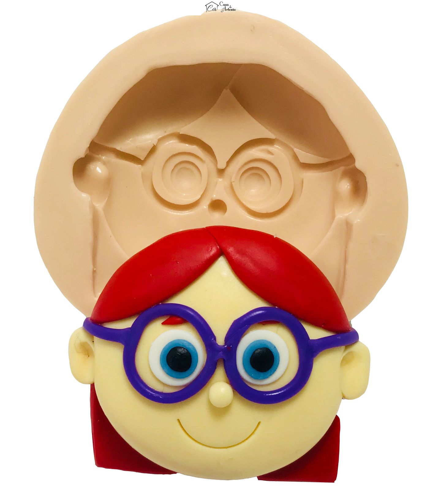 Molde de silicone - Os Pequerruchos - Rosto Dudinha - Grande - P434