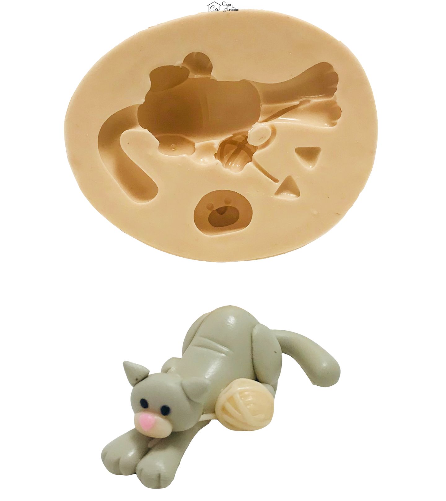 Molde de silicone - Gato com Lã - Medio - P409