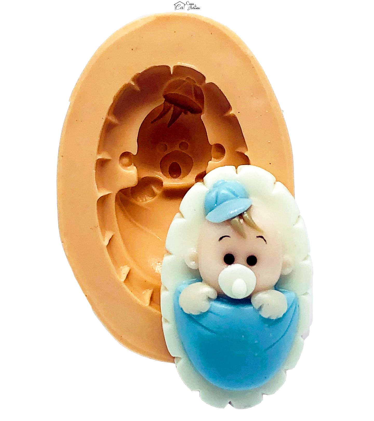 Molde de silicone - Bebê com Chupeta - Menino - Medio - P817