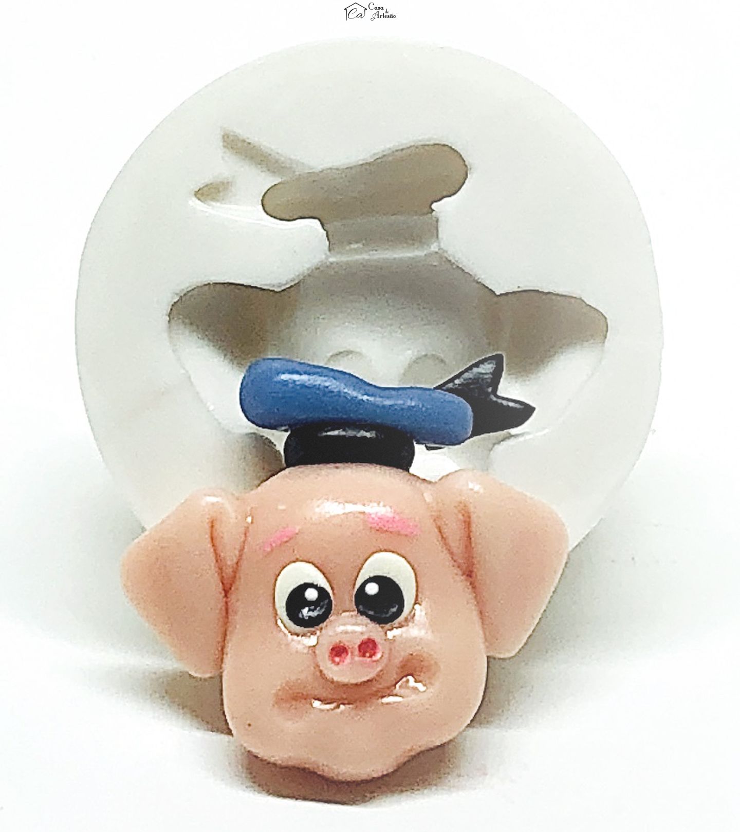 Molde de silicone - Os Tres Porquinhos - Rosto Heitor - Pequeno - P948