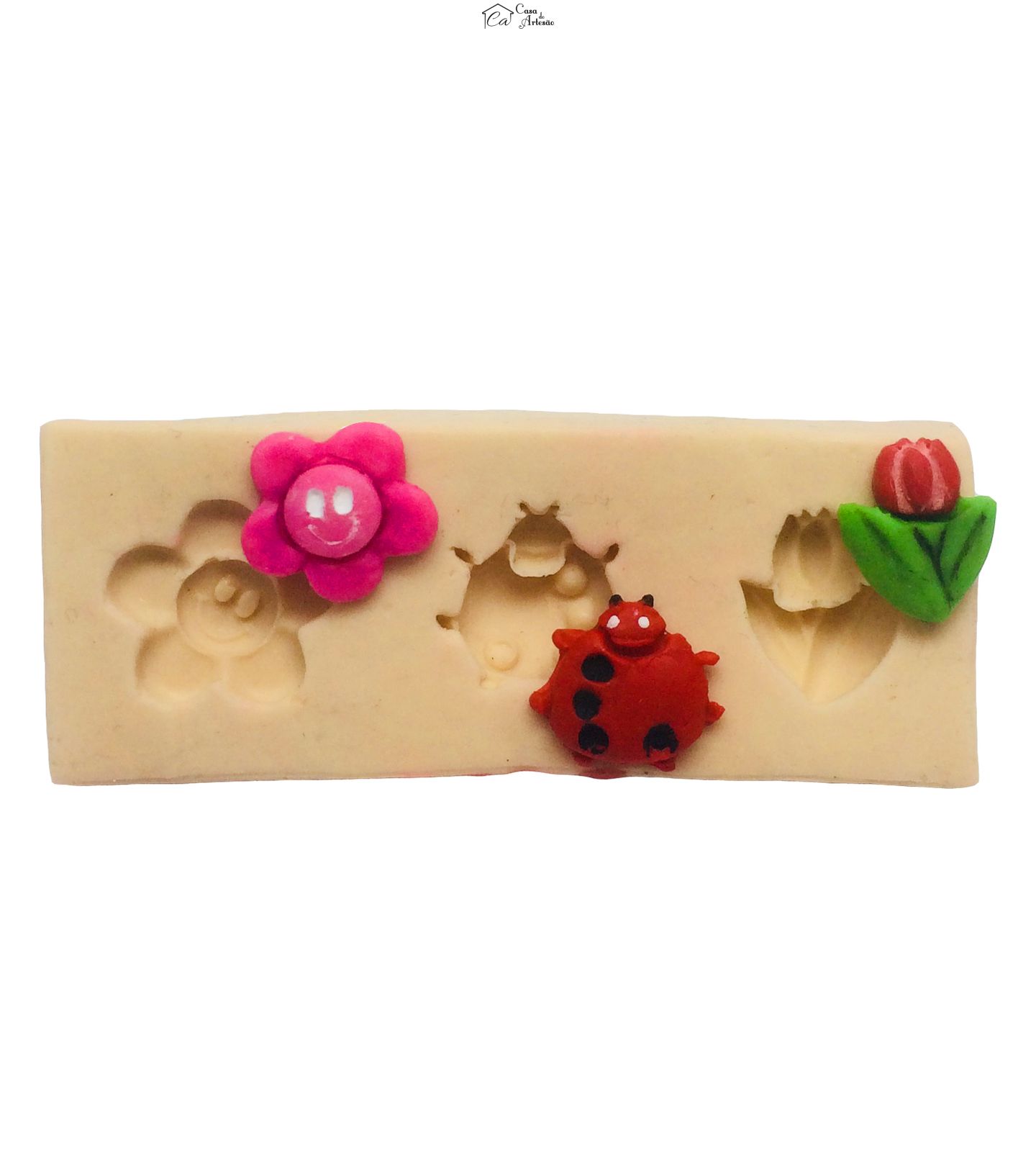 Molde de silicone - Margarida, Joaninha e Tulipa - P212