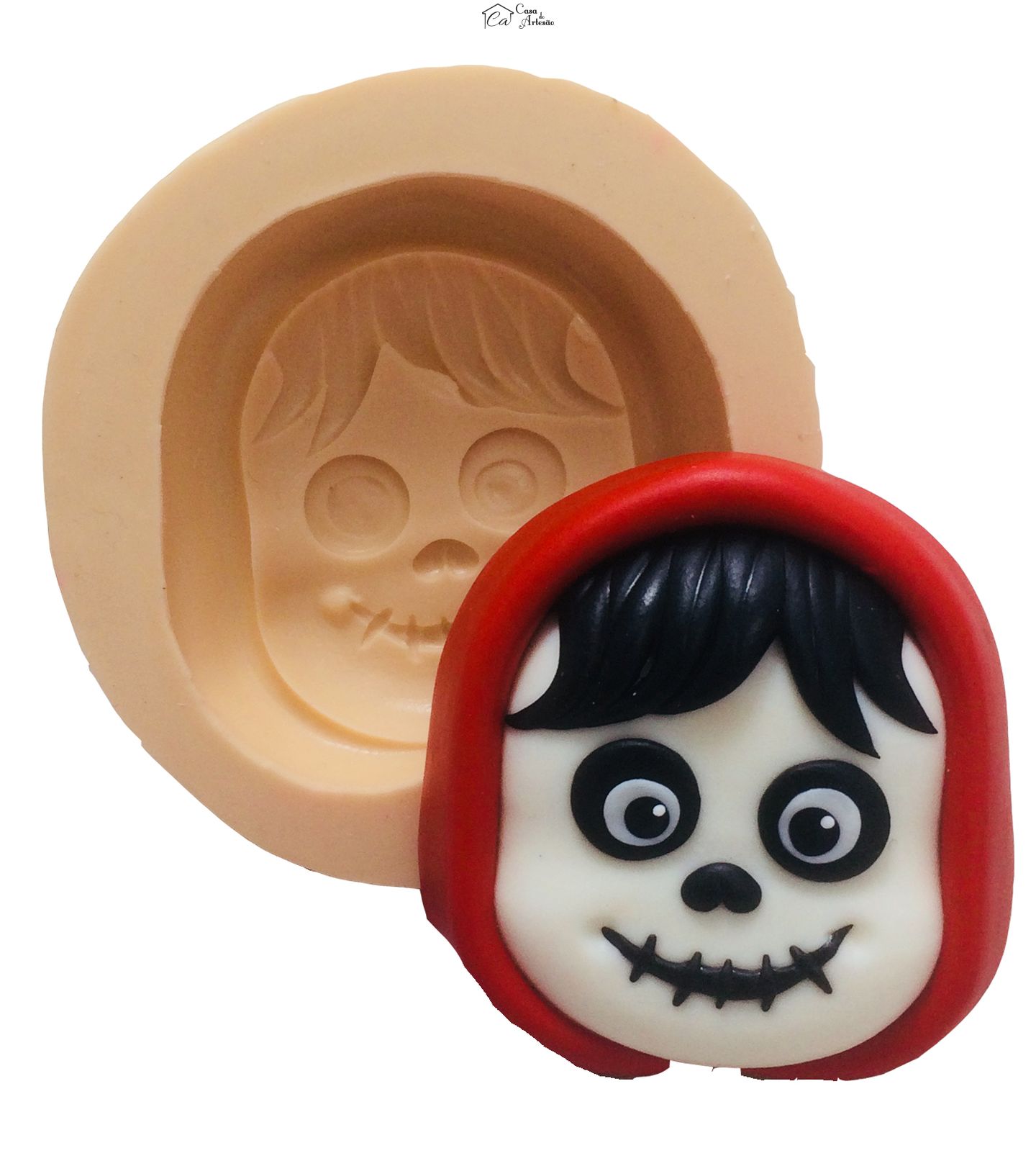 Molde de silicone - A vida é uma Festa - Rosto Miguel (Caveira) - Grande - P386