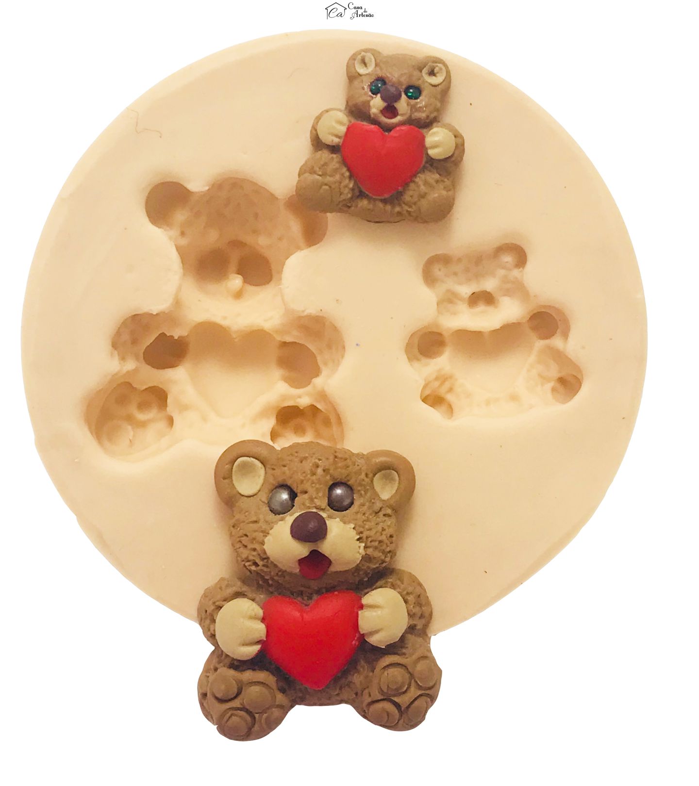 Molde de silicone - Urso c/ Coração - (2) - Pq