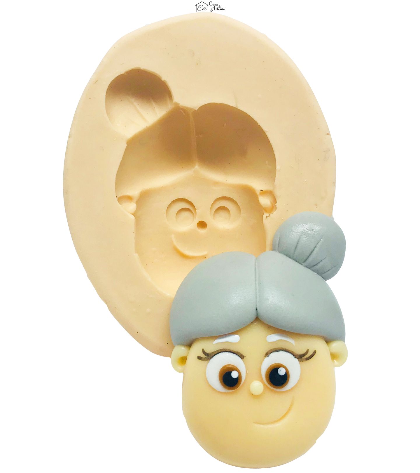 Molde de silicone - Sitio do Pica Pau Amarelo - Rosto Dona Benta - Grande - P487