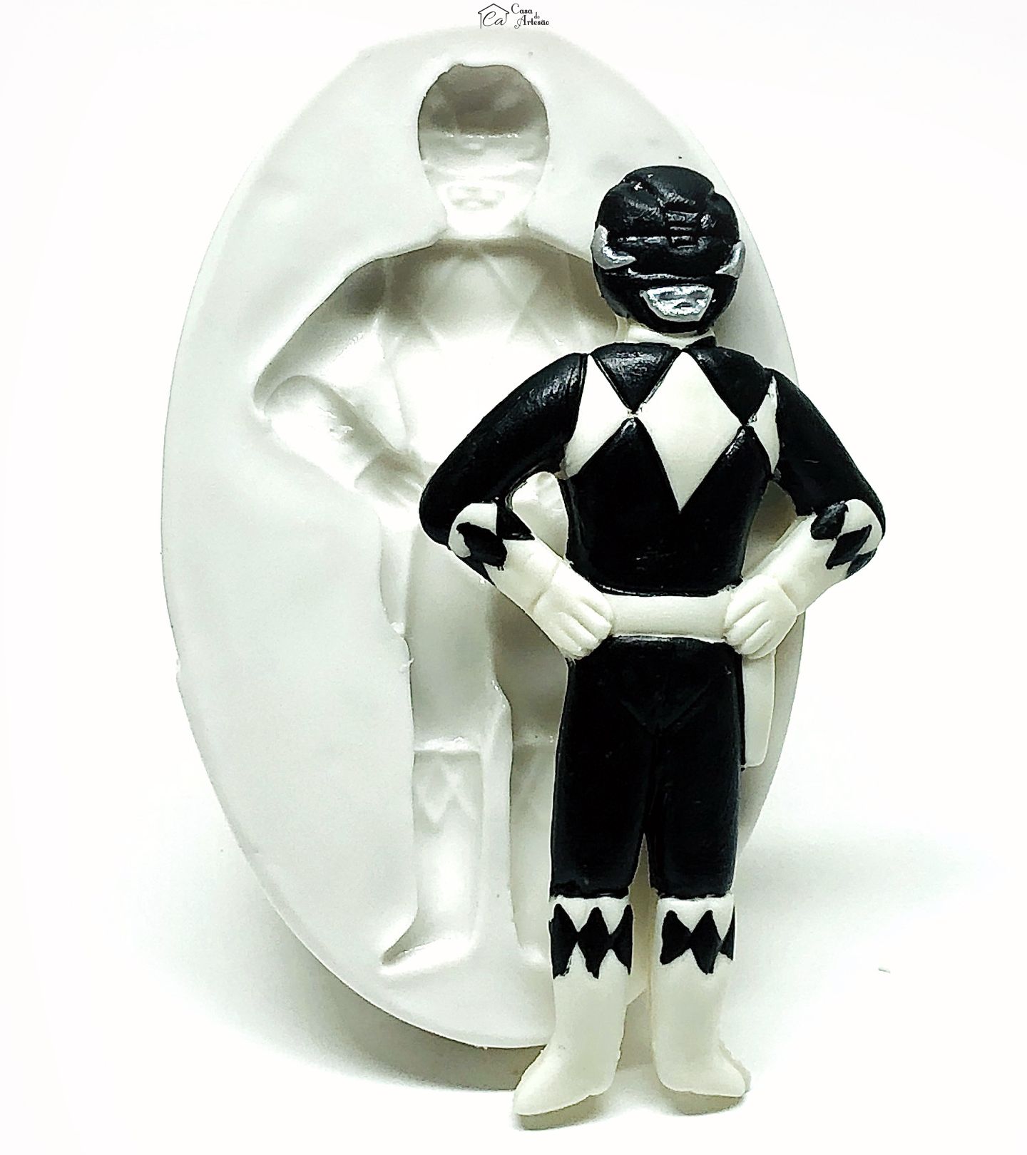 Molde de silicone - Power Ranger - Preto - Grande - P789