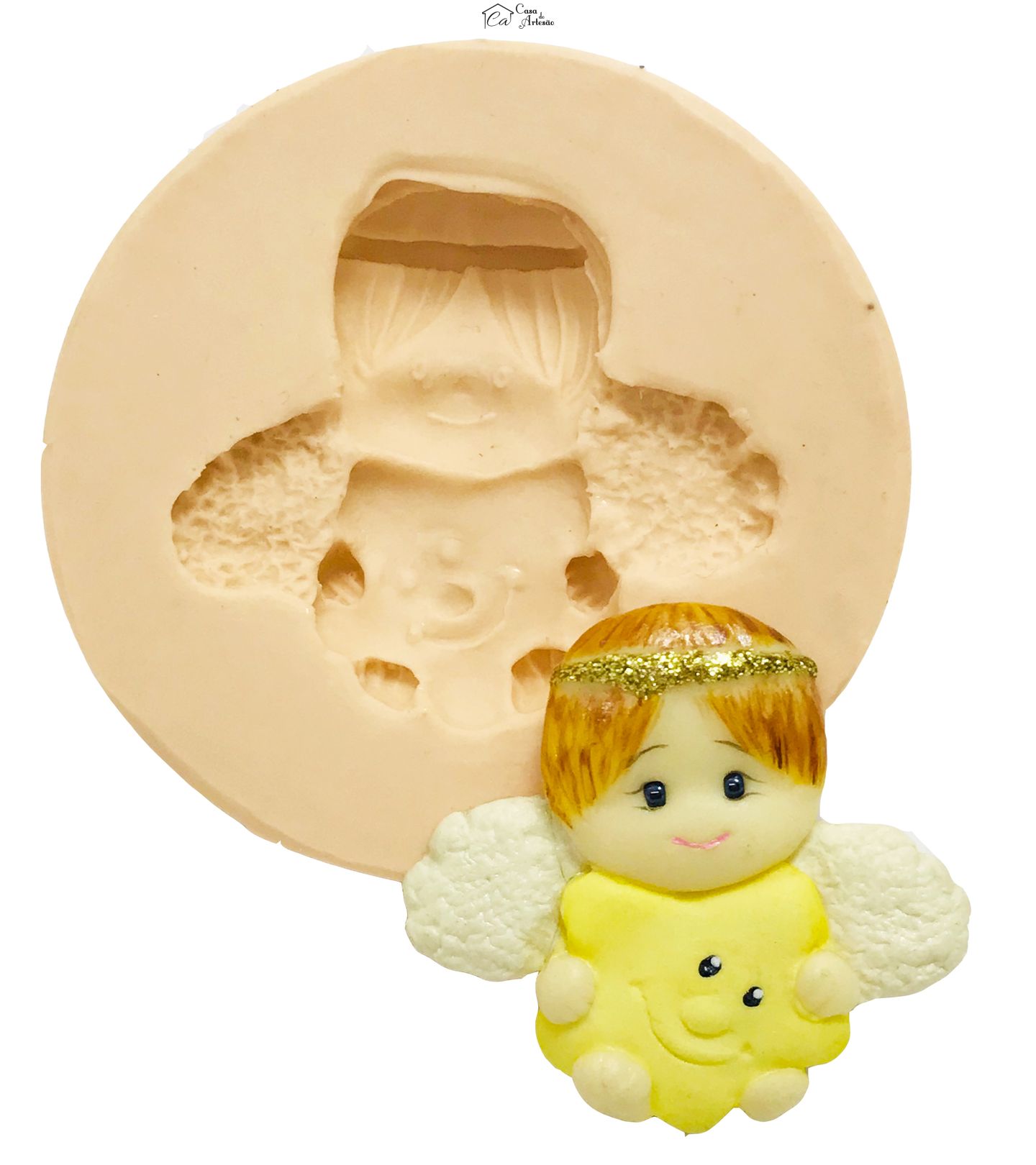 Molde de silicone - Anjo Segurando Estrela - Mod.1