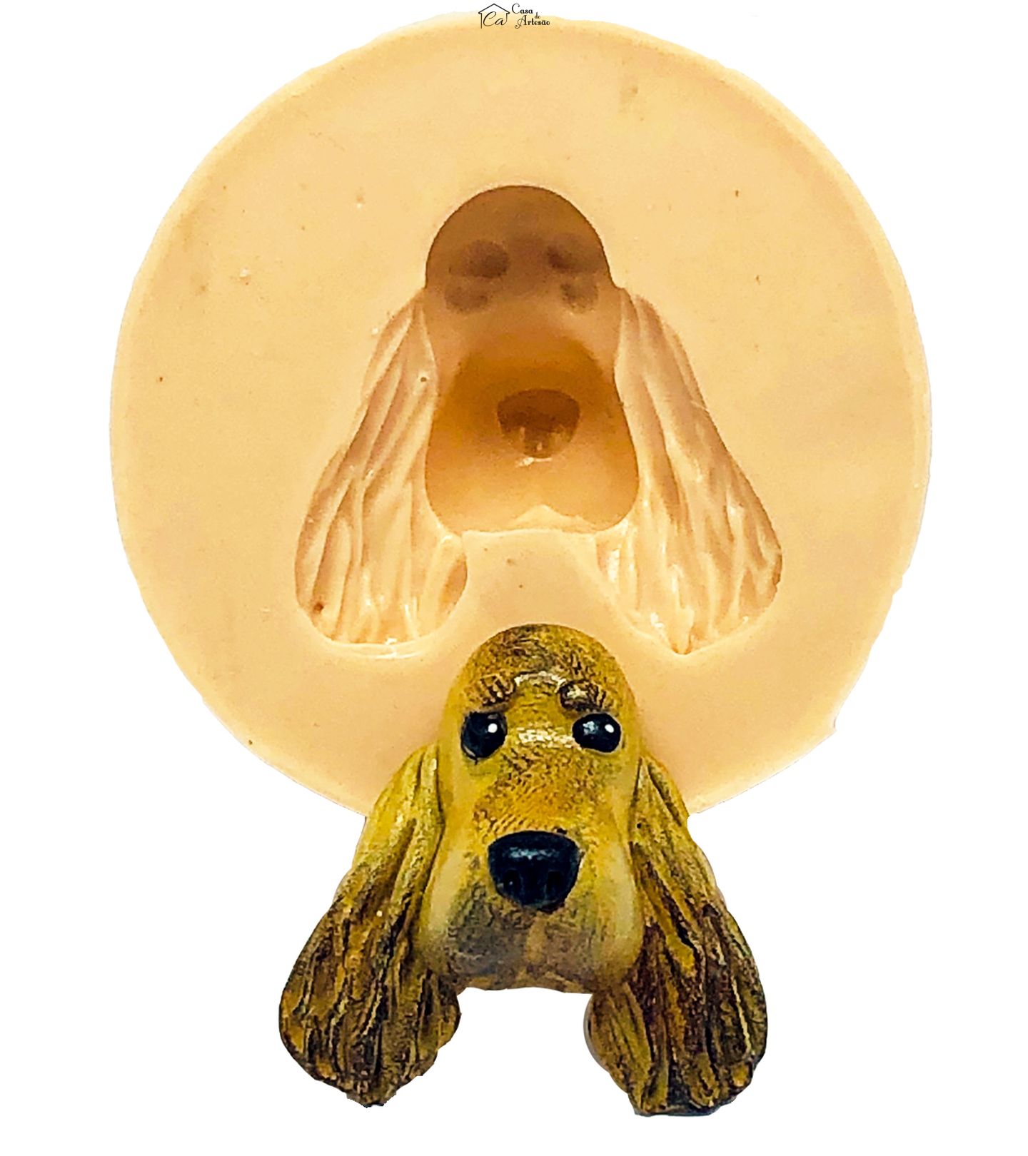 Molde de silicone - Cachorro - Rosto Cocker Spaniel - Pequeno - P830