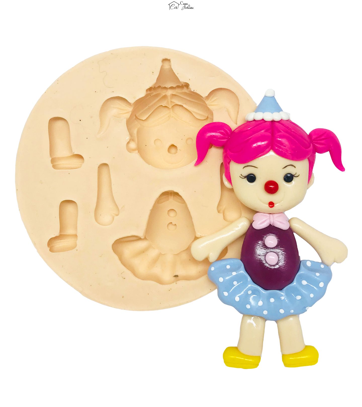 Molde de silicone - Palhaça - Com Saia - Grande - P476