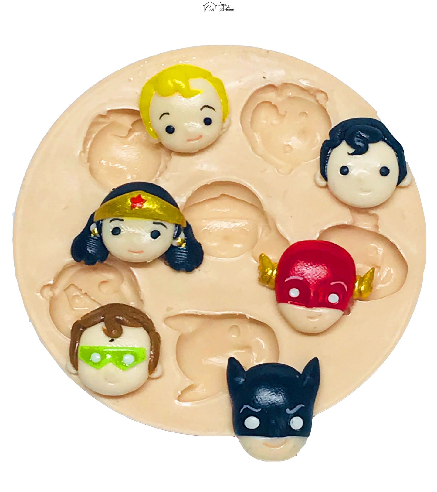 Molde de silicone - Liga da Justiça - Fofinhos - Rosto turma Baby - Pequeno - P528