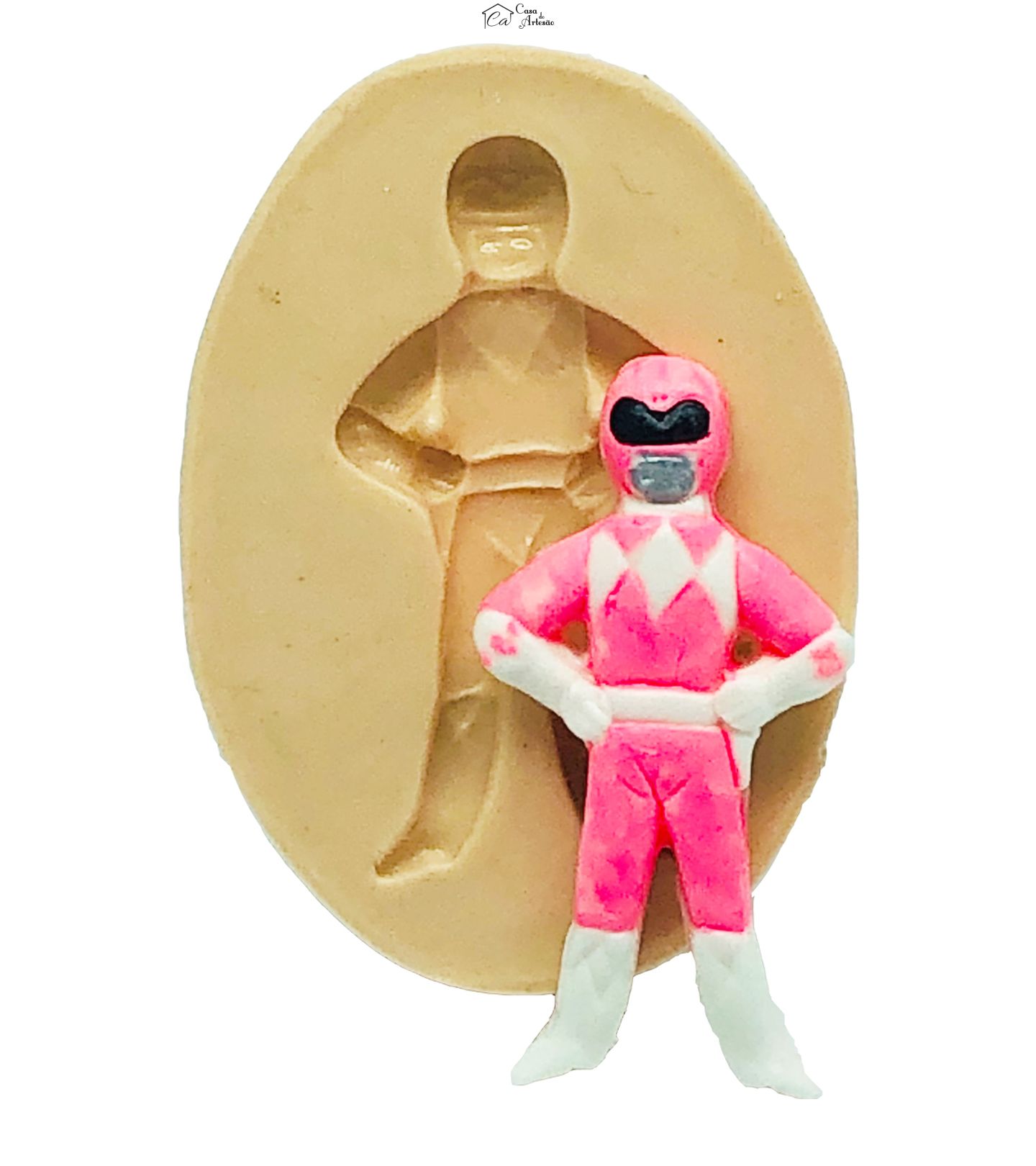 Molde de silicone - Power Ranger - Rosa - Pequeno - P796