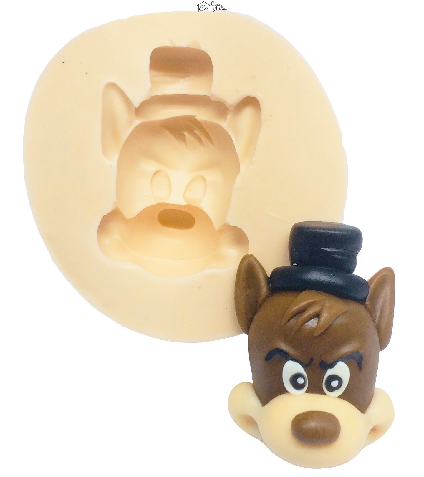 Molde de silicone - Chapeuzinho Vermelho - Rosto Lobo - Grande - P327