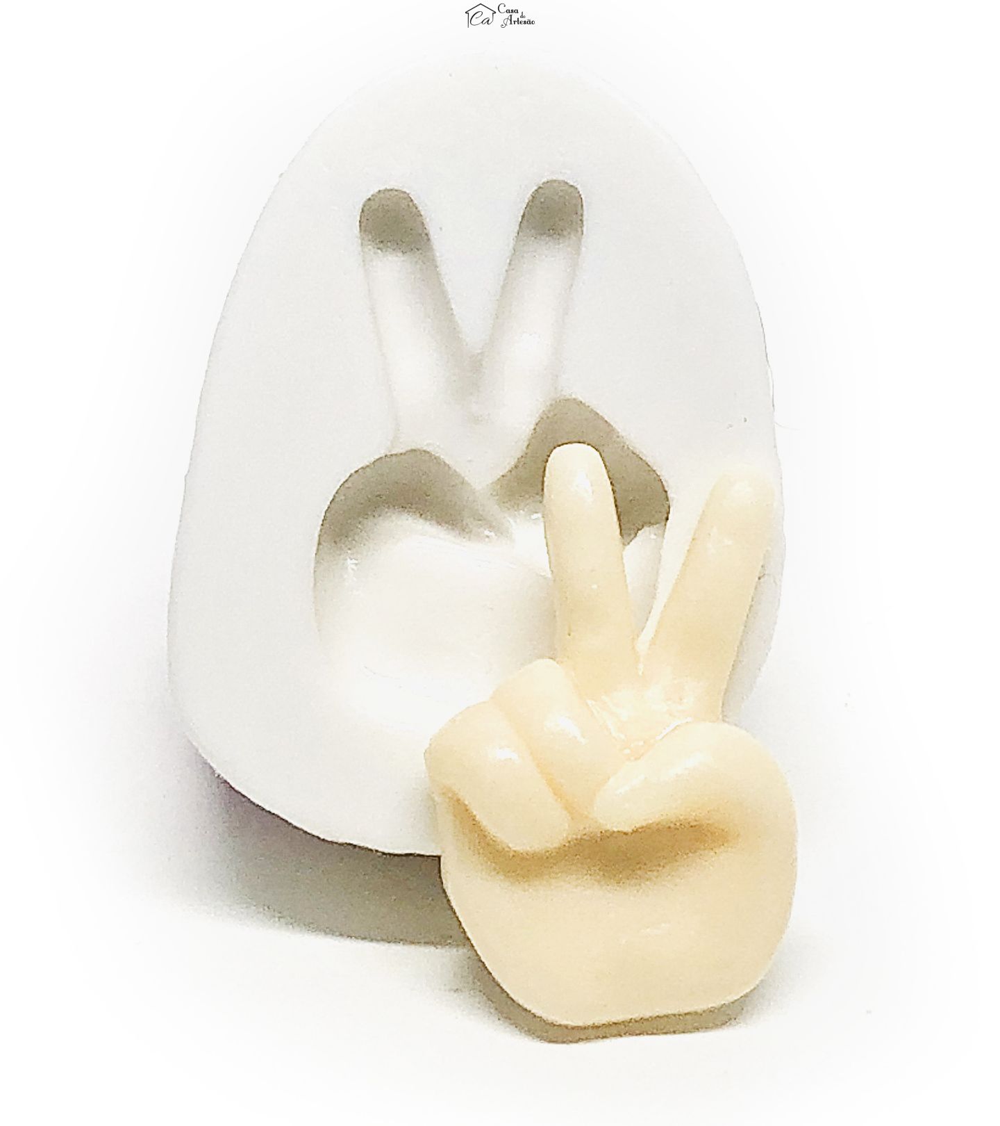 Molde de silicone - Alfabeto Libras - V - Pequeno - P1098