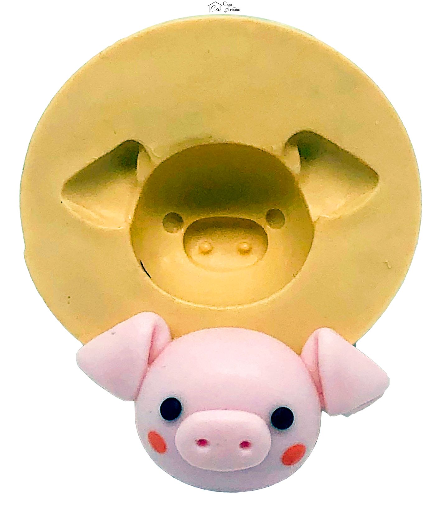 Molde de silicone - Kawaii - Rosto Porco - Medio - P878