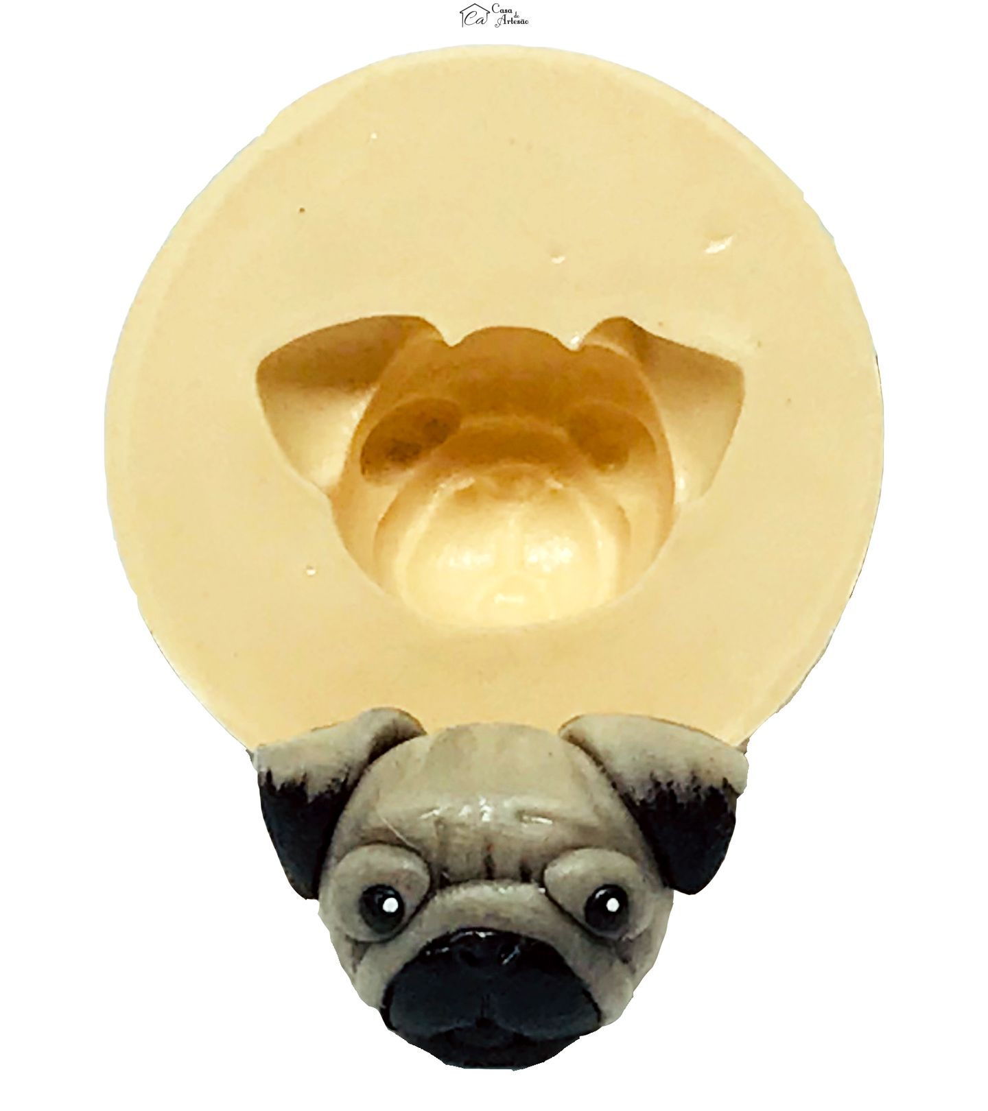 Molde de silicone - Cachorro - Rosto Pug - Pequeno - P621