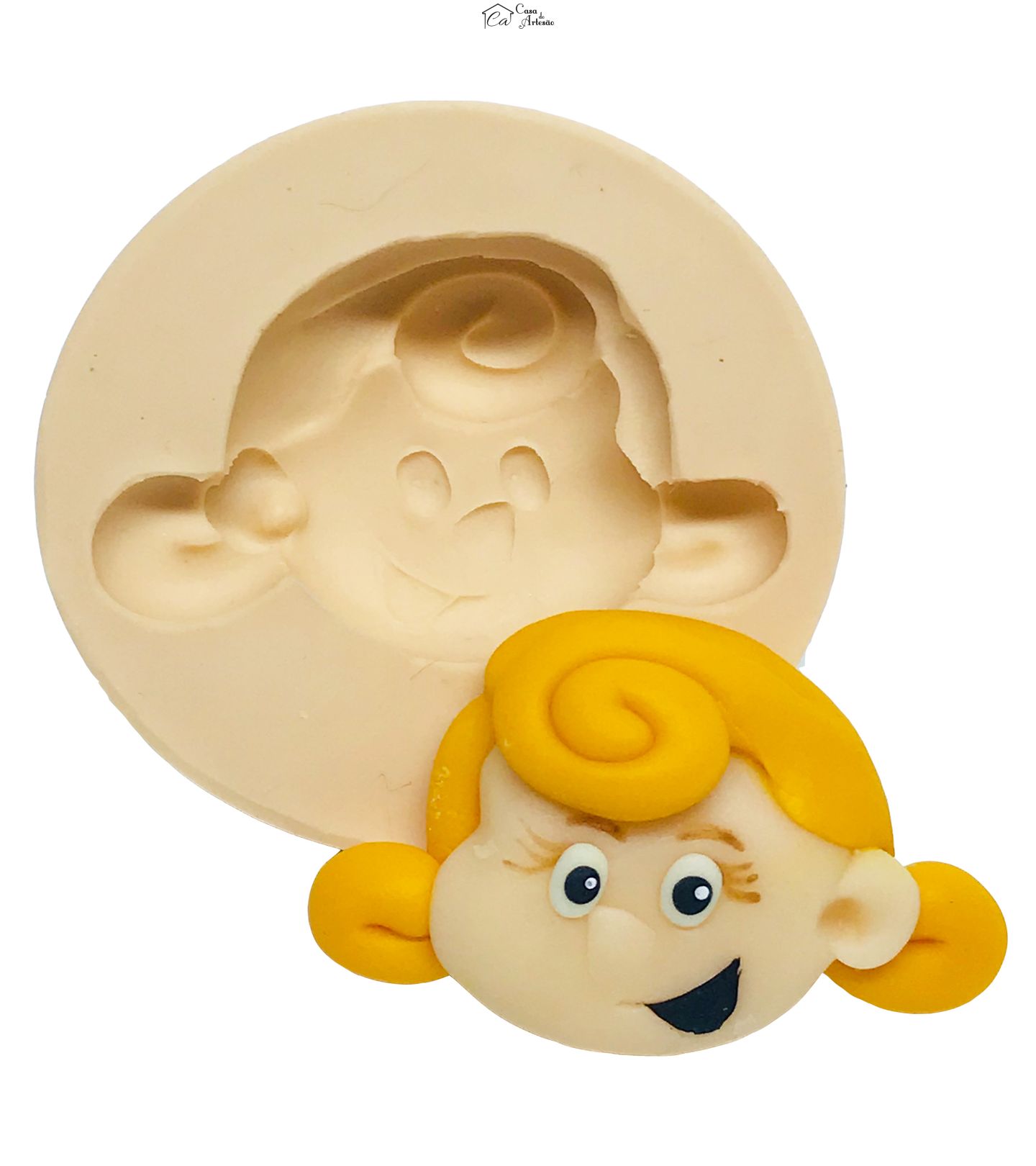 Molde de silicone - Tres Palavrinhas - Rosto Sarah - Medio -  P558