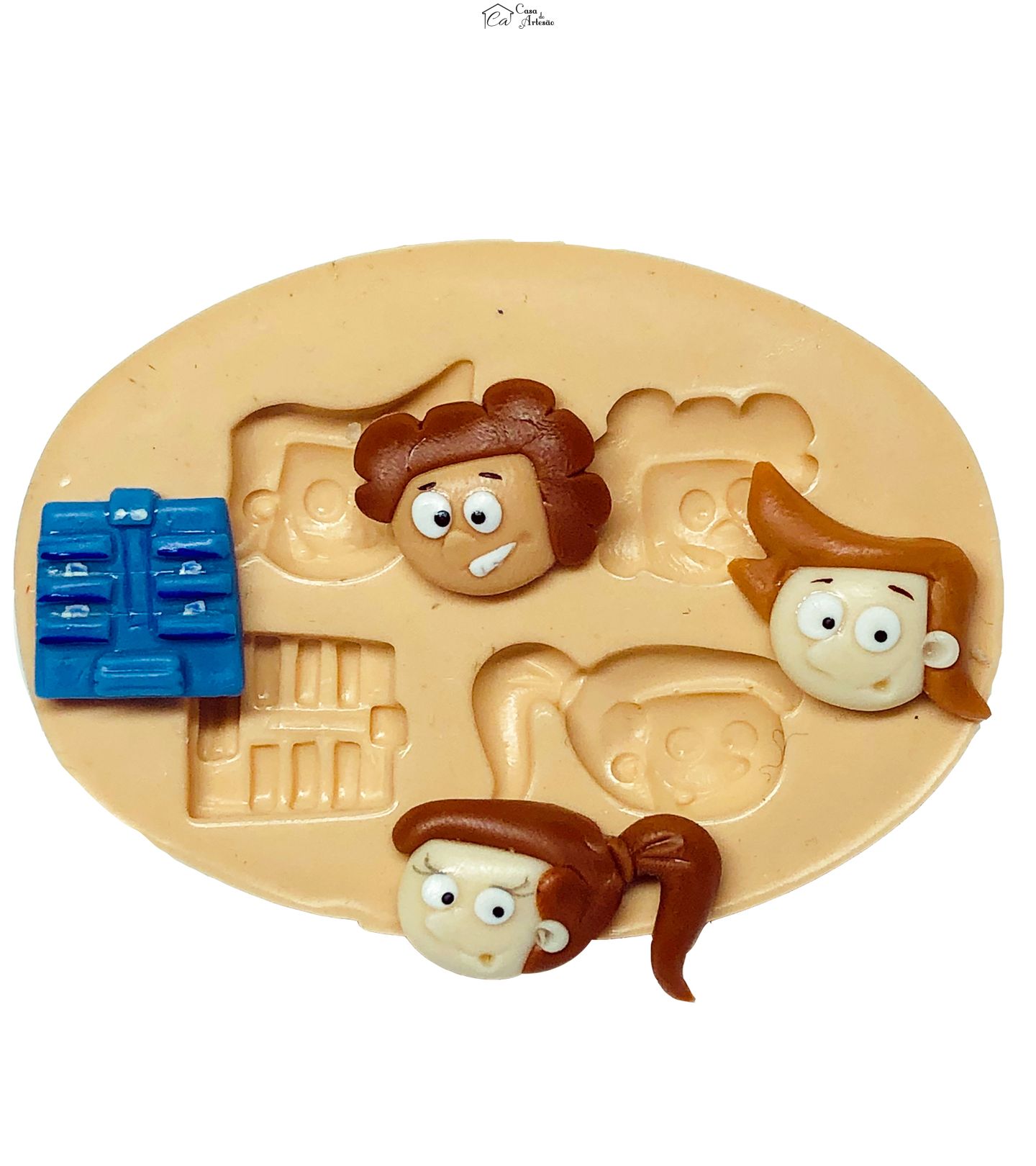 Molde de silicone - Detetive do Predio Azul - Rosto Mila, Tom, Capim; Predio - Pq - P654