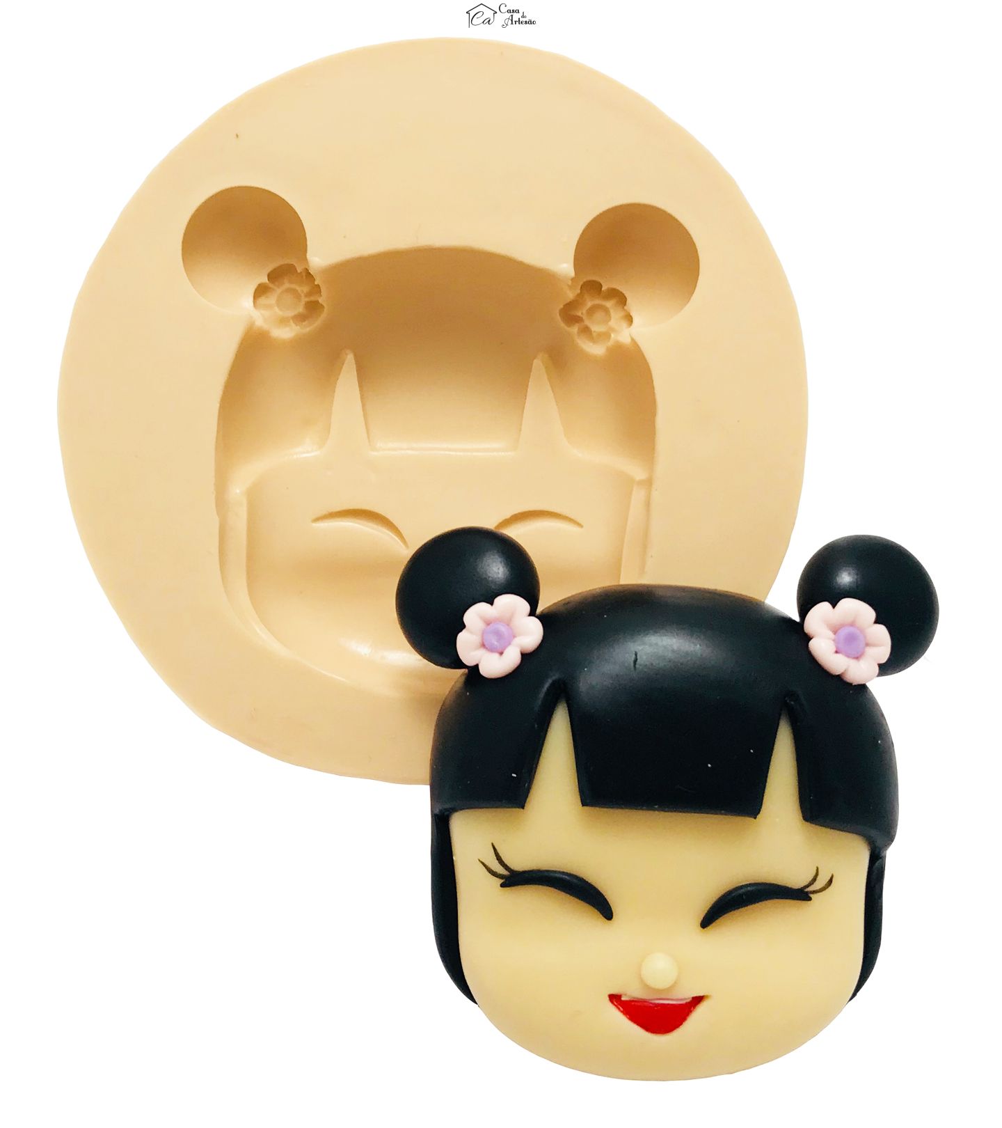 Molde de silicone - Rosto Gueixa - Mod.02 - Grande - P443