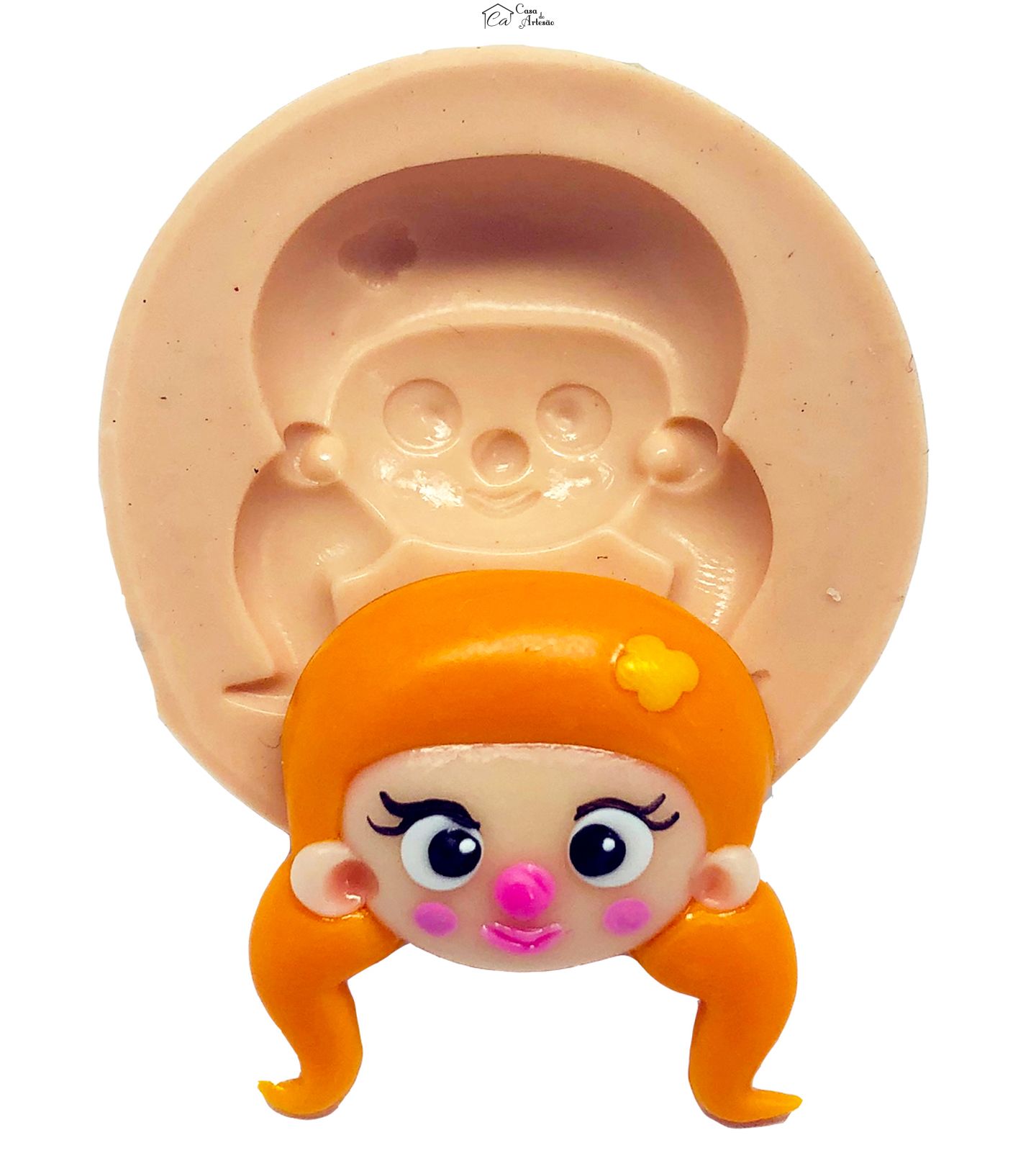 Molde de silicone - Circo Rosa - Rosto Palhaça 2 - Pequeno - P824