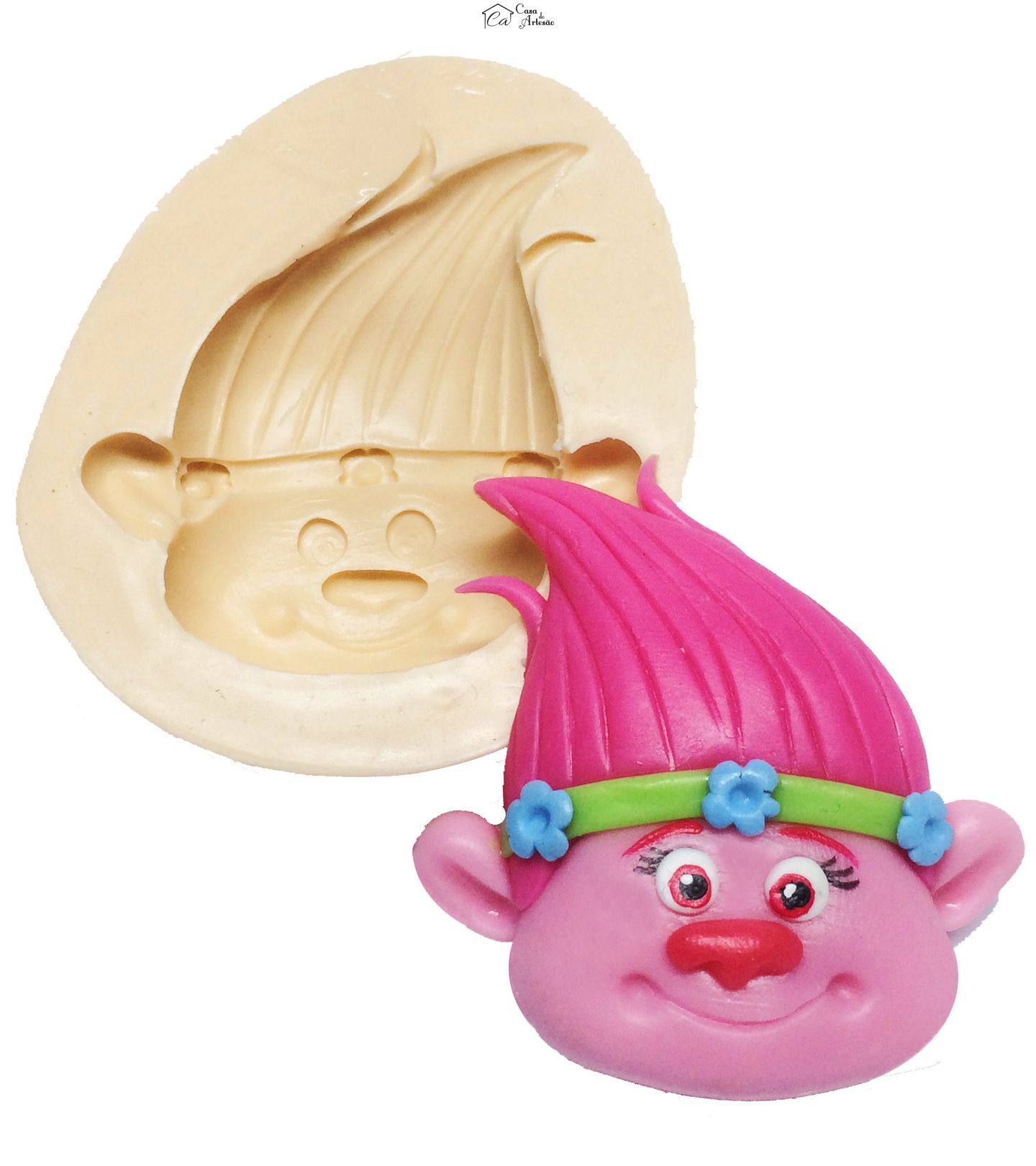 Molde de silicone - Troll - Rosto Poppy Grande - P247