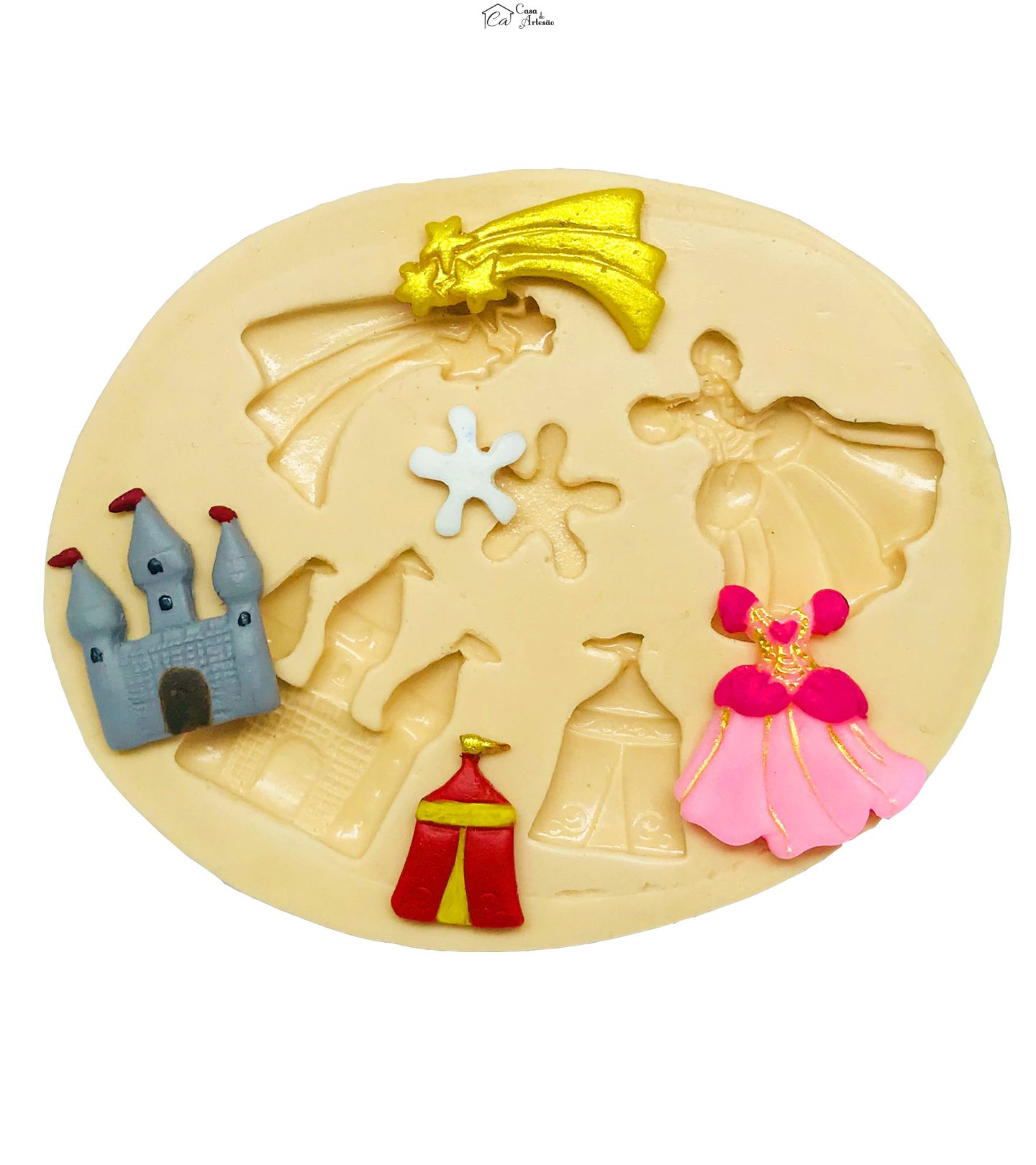 Molde de silicone - Princesas - Roupa, Castelo, Etc - P257
