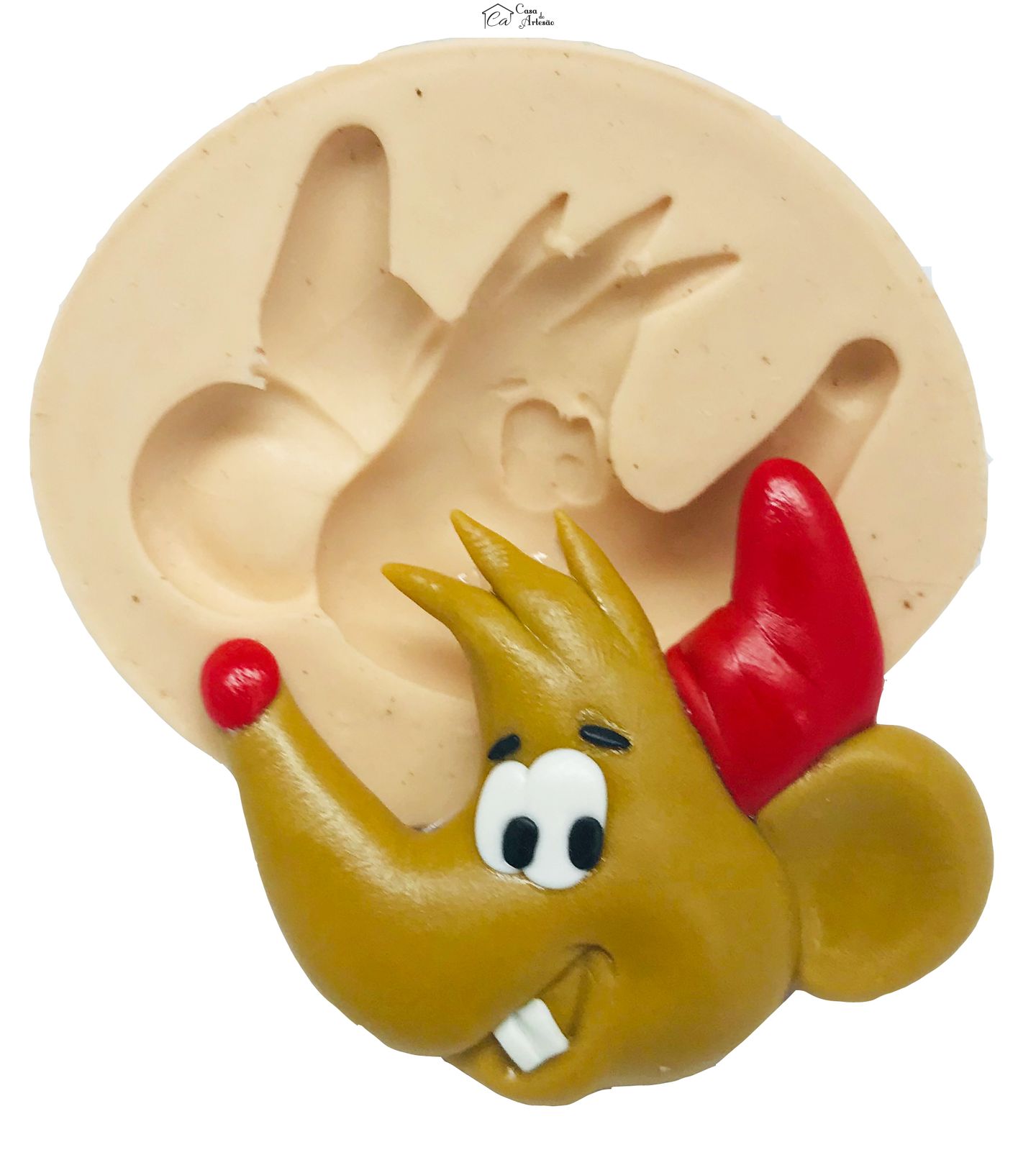 Molde de silicone - Cinderela - Rosto Rato Jaq - Medio - P471