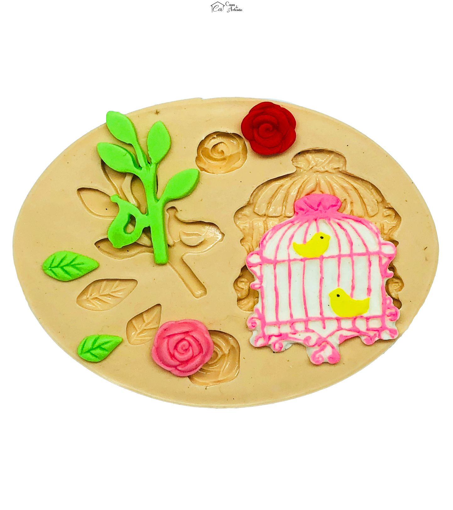 Molde de silicone - Jardim Encantado - Gaiola, Flores - P758