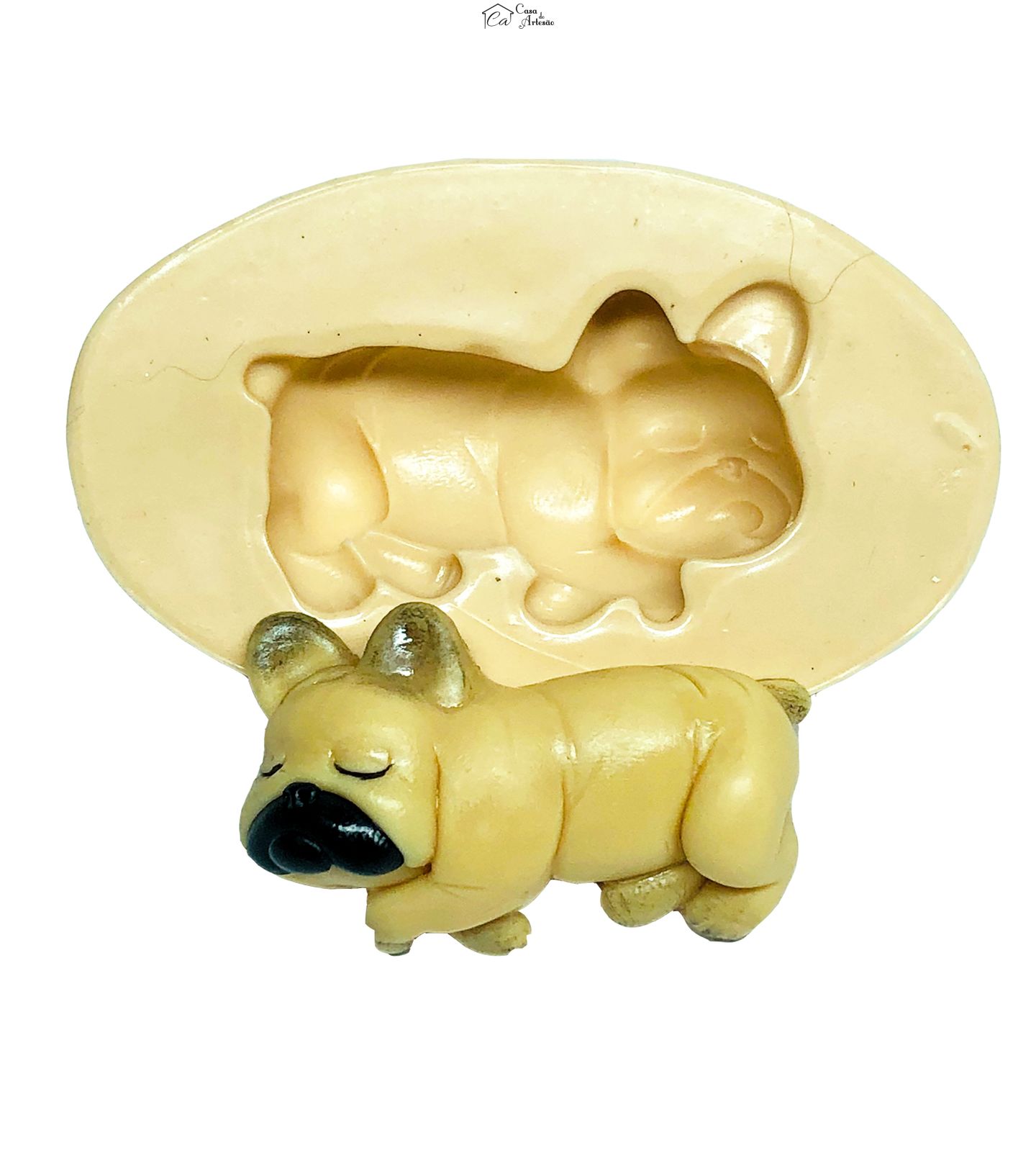 Molde de silicone - Cachorro -  Bulldog Dormindo - Pequeno - P743