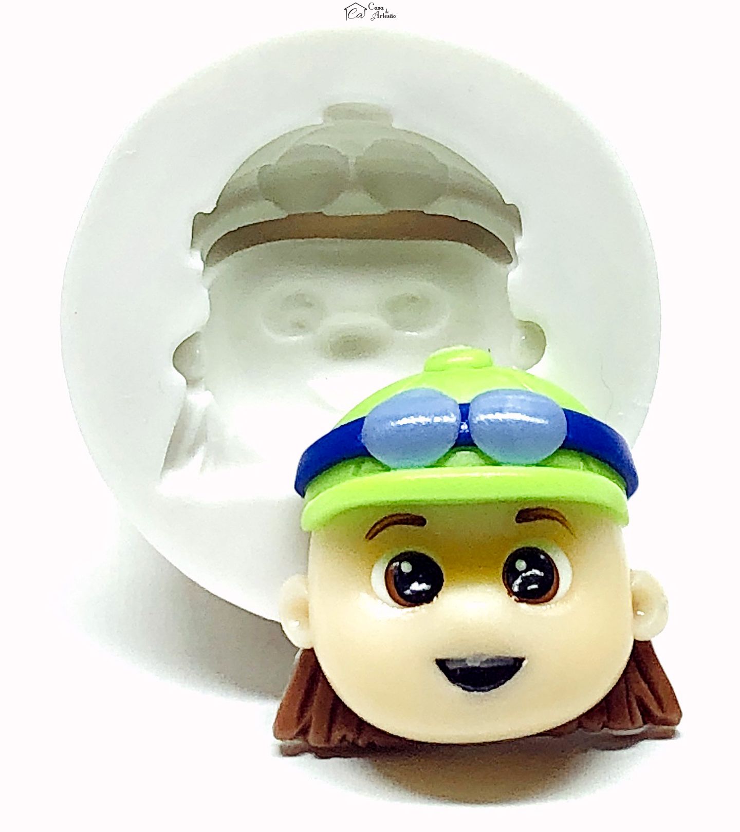 Molde de silicone - Os Aventureiros - Rosto Aventureiro Verde - Medio - P1012