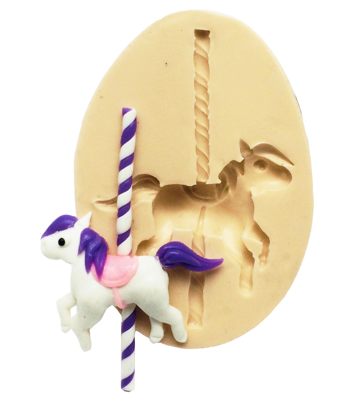 Molde de silicone - Carrossel - Cavalo - Medio - Mod. 01 - P167