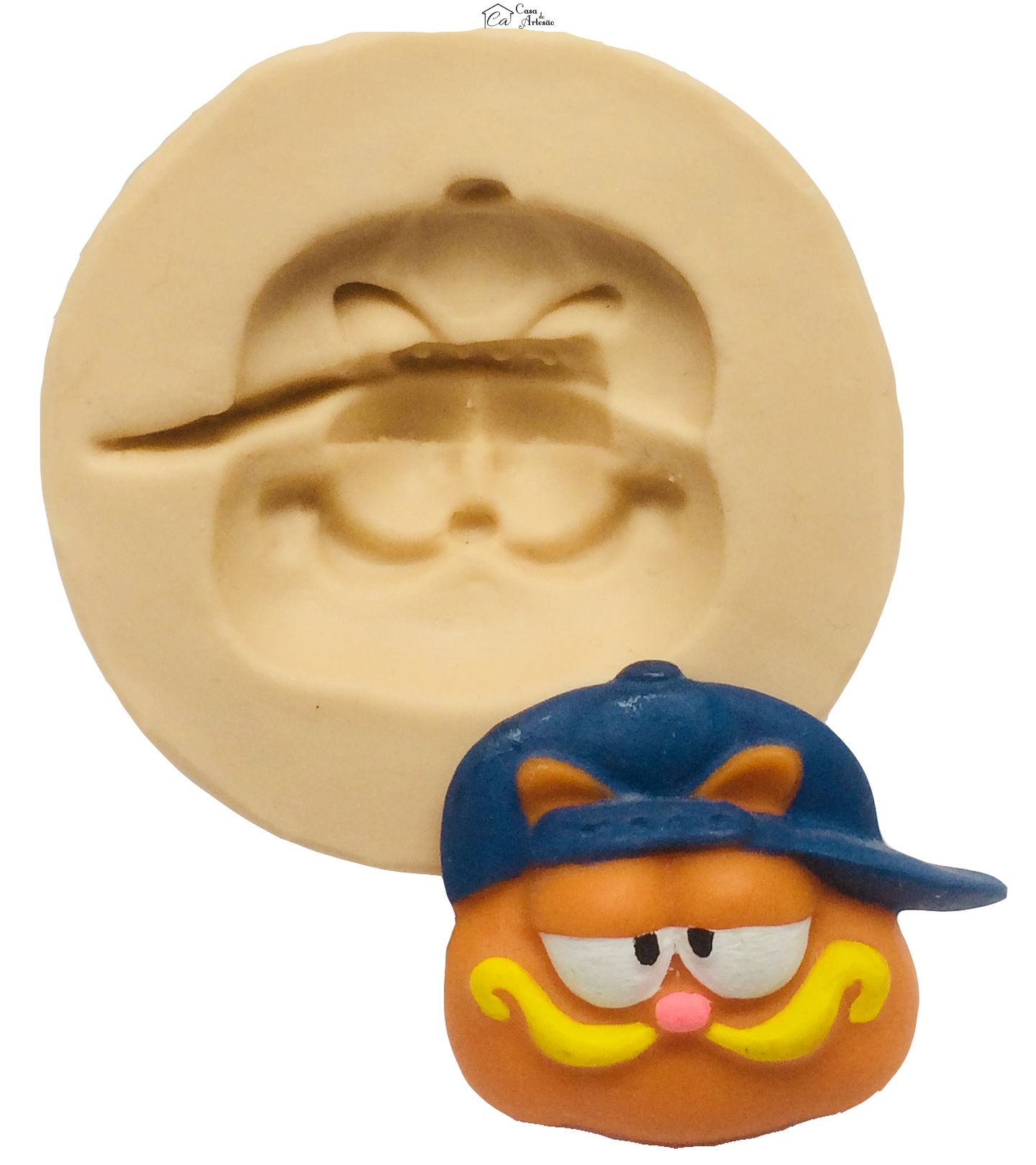 Molde de silicone - Garfield - Rosto com Boné