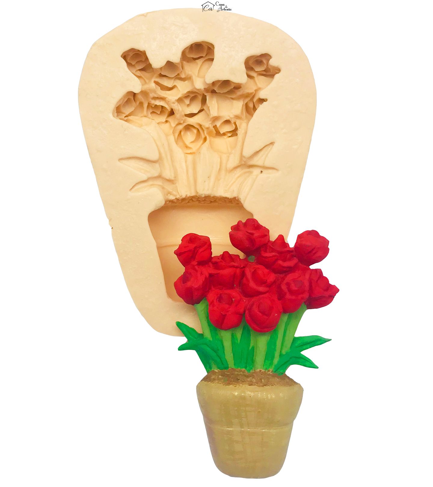 Molde de silicone - Vaso com Rosas - P69