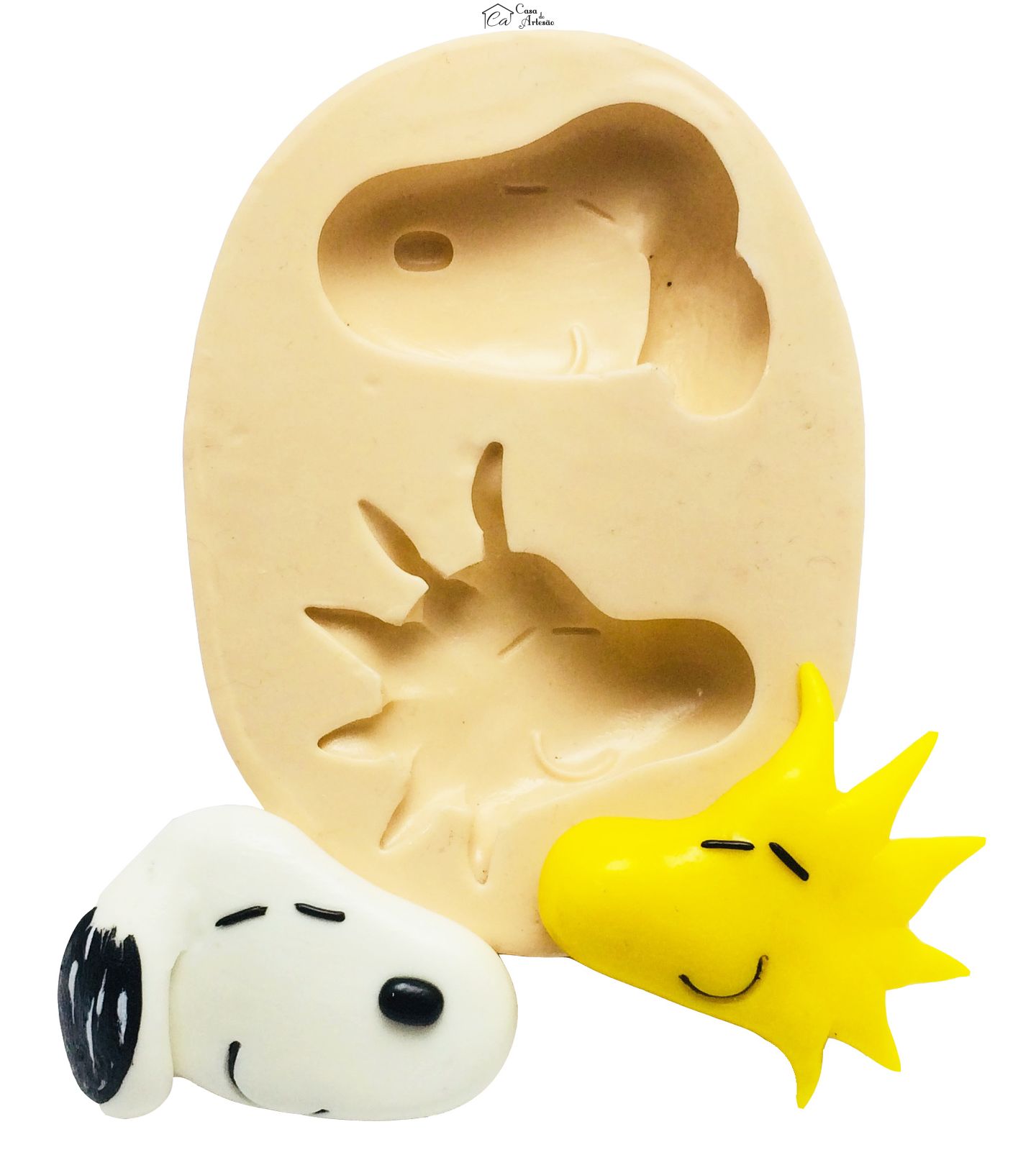 Molde de silicone - Snoopy - Rosto Snoopy e Woodstock Medio - P218