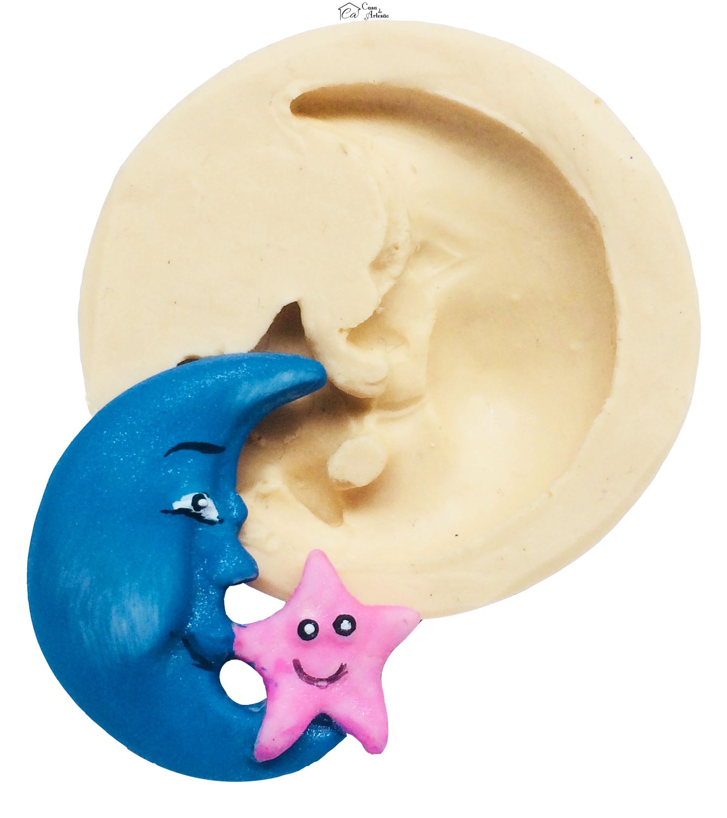 Molde de silicone - Lua c/ Estrela Sentada