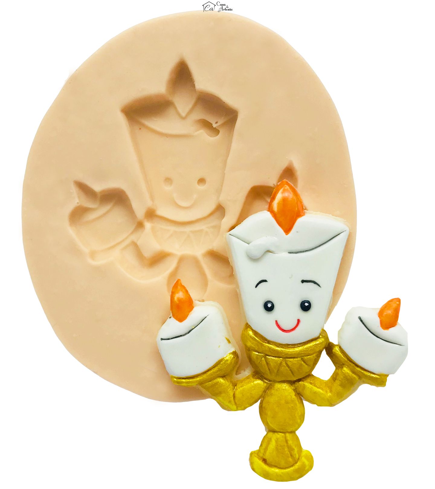 Molde de silicone - A Bela e A Fera - Candelabro Chapado - Medio - P456