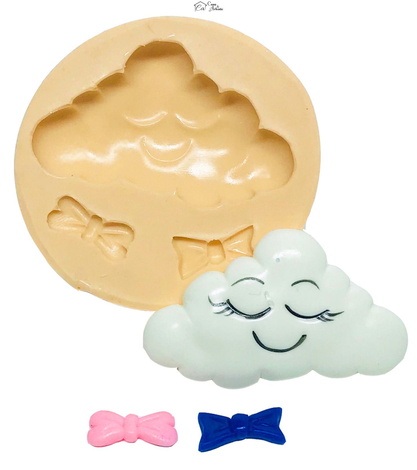 Molde de silicone - Chuva de Amor - Nuvem c/ Gravata ou Laço - Grande - P549