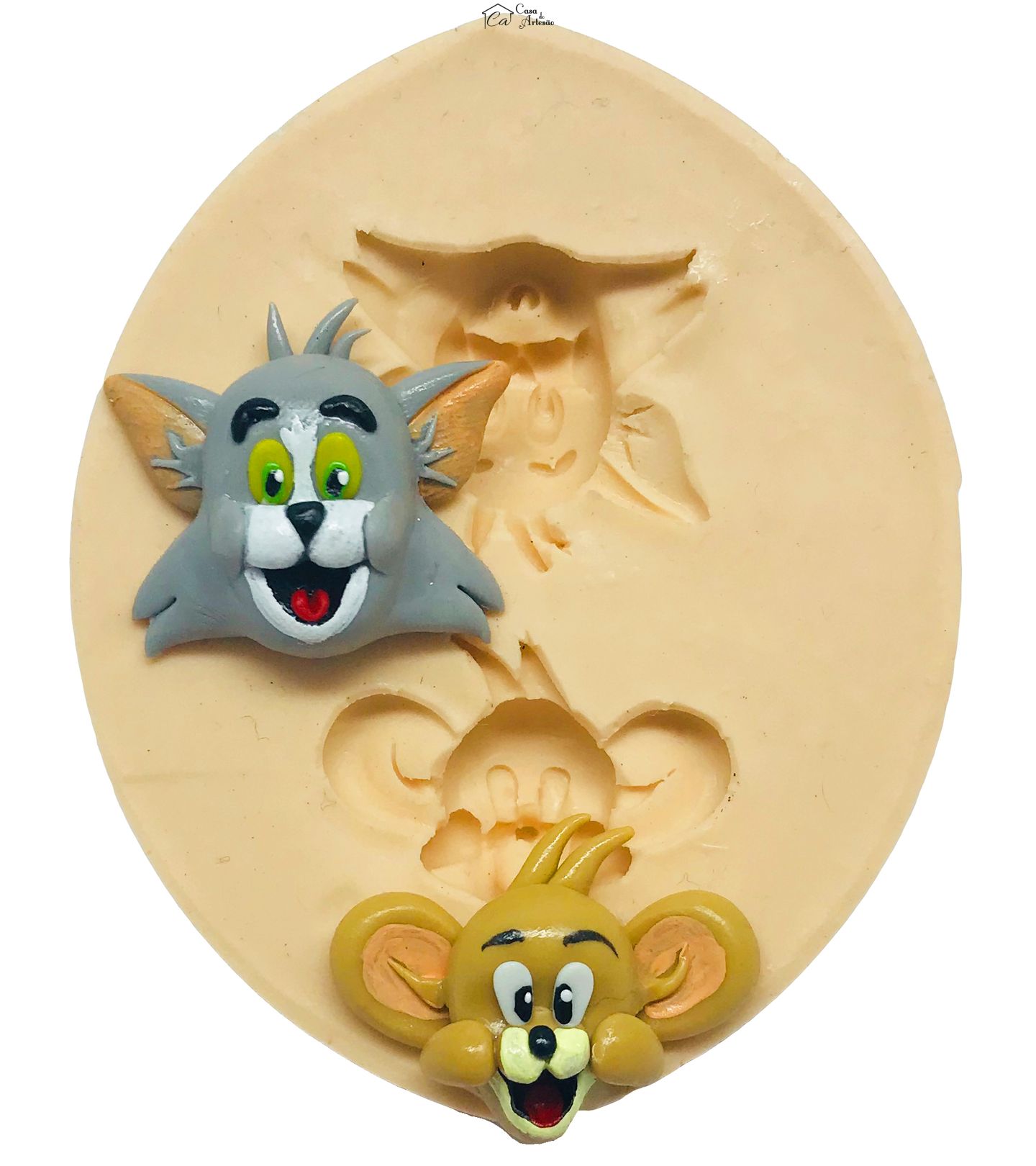 Molde de silicone - Tom e Jerry - Rosto Tom, Jerry - Pequeno - P491