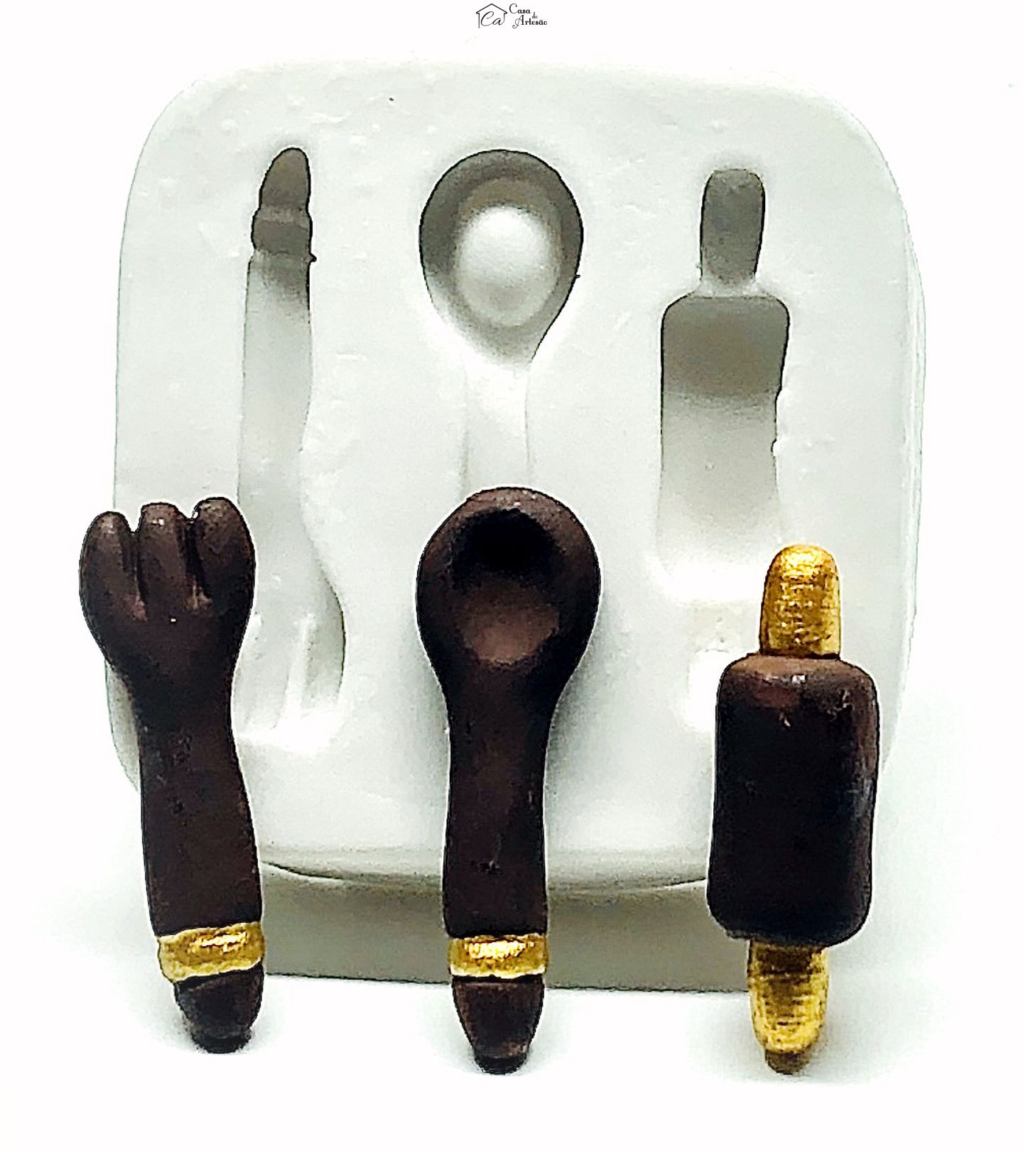 Molde de silicone - Talheres - Garfo, Colher e Rolo de Macarrão - P72
