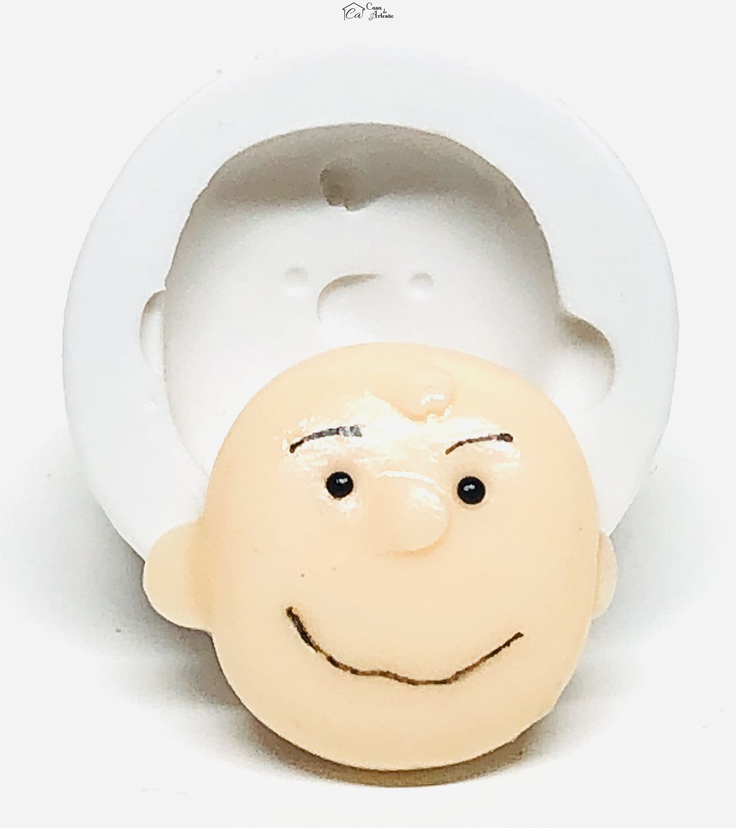 Molde de silicone - Turma do Snoopy - Rosto Charlie Brown - Medio - P1076