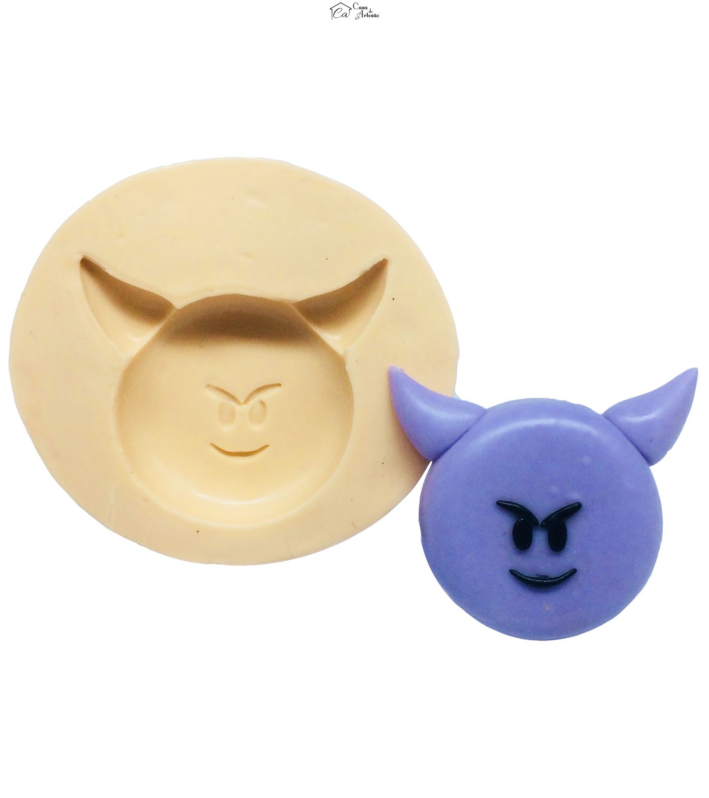 Molde de silicone - Emoji O filme - Rosto Diabinho Lilas - Medio - P324
