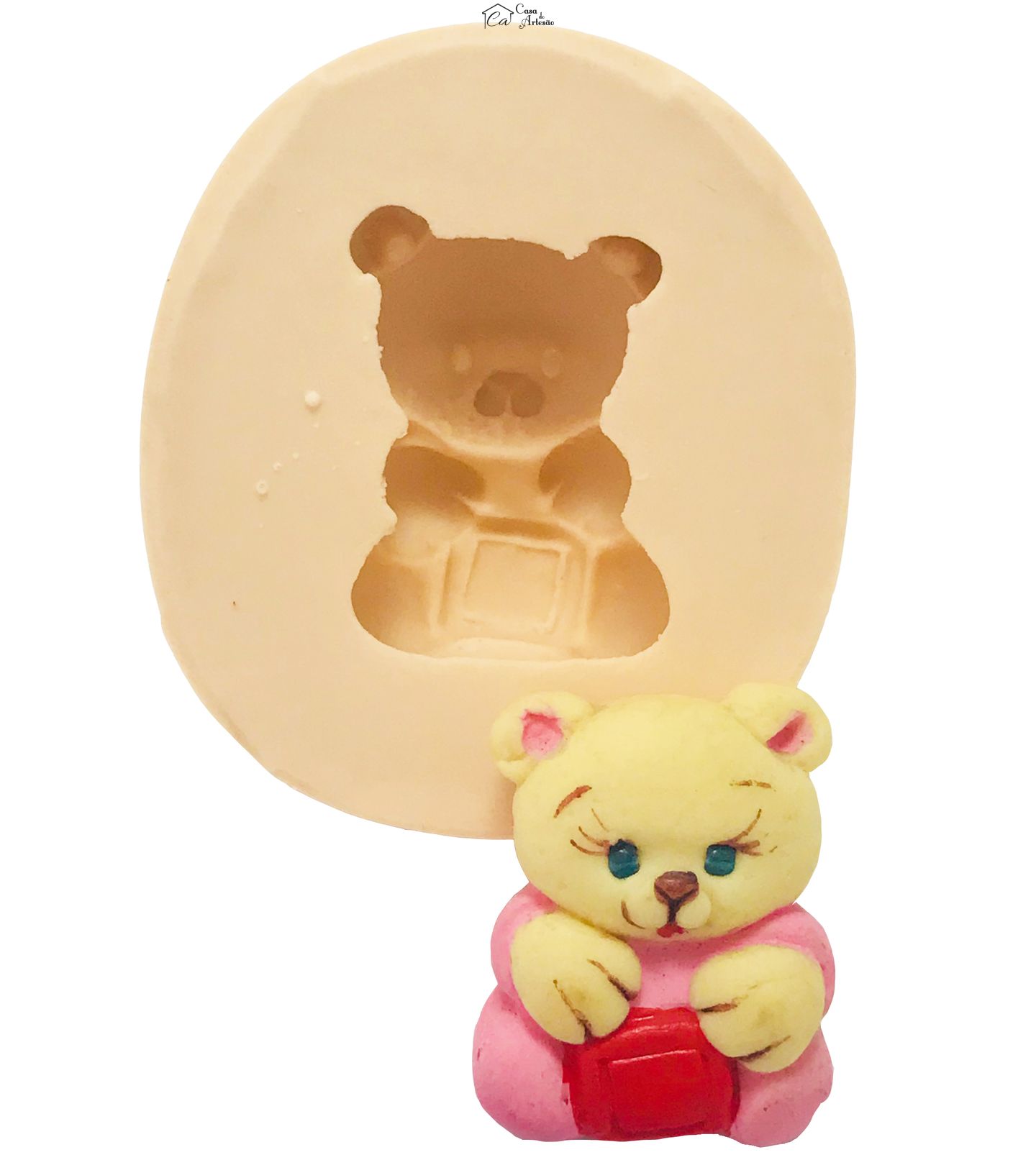 Molde de silicone - Urso Sentado Segurando Pote