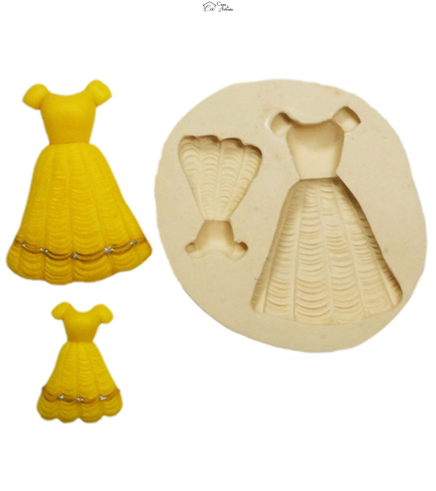Molde de silicone - Vestido Princesa - Bela - P191