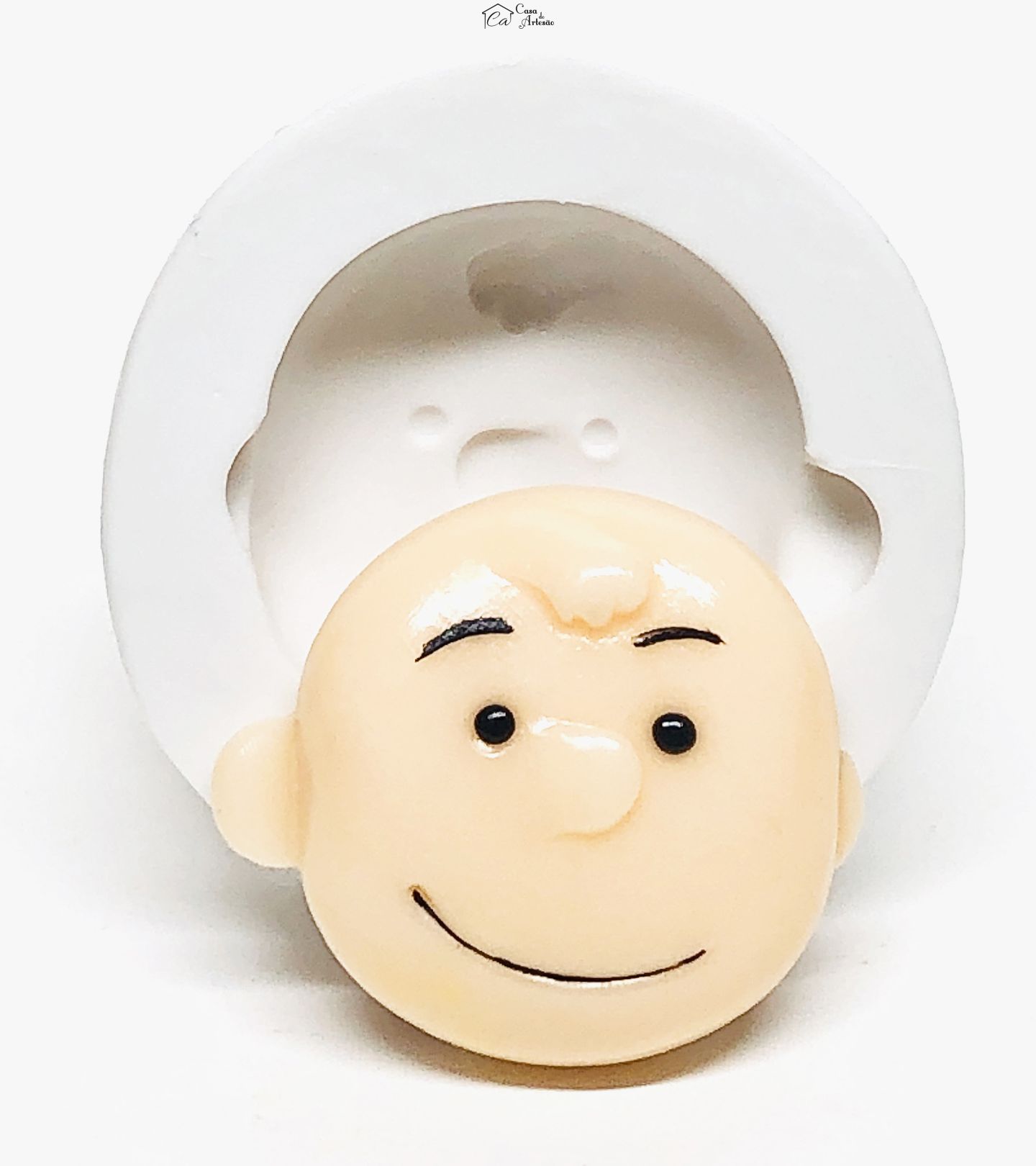Molde de silicone - Turma do Snoopy - Rosto Charlie Brown - Grande - P1075