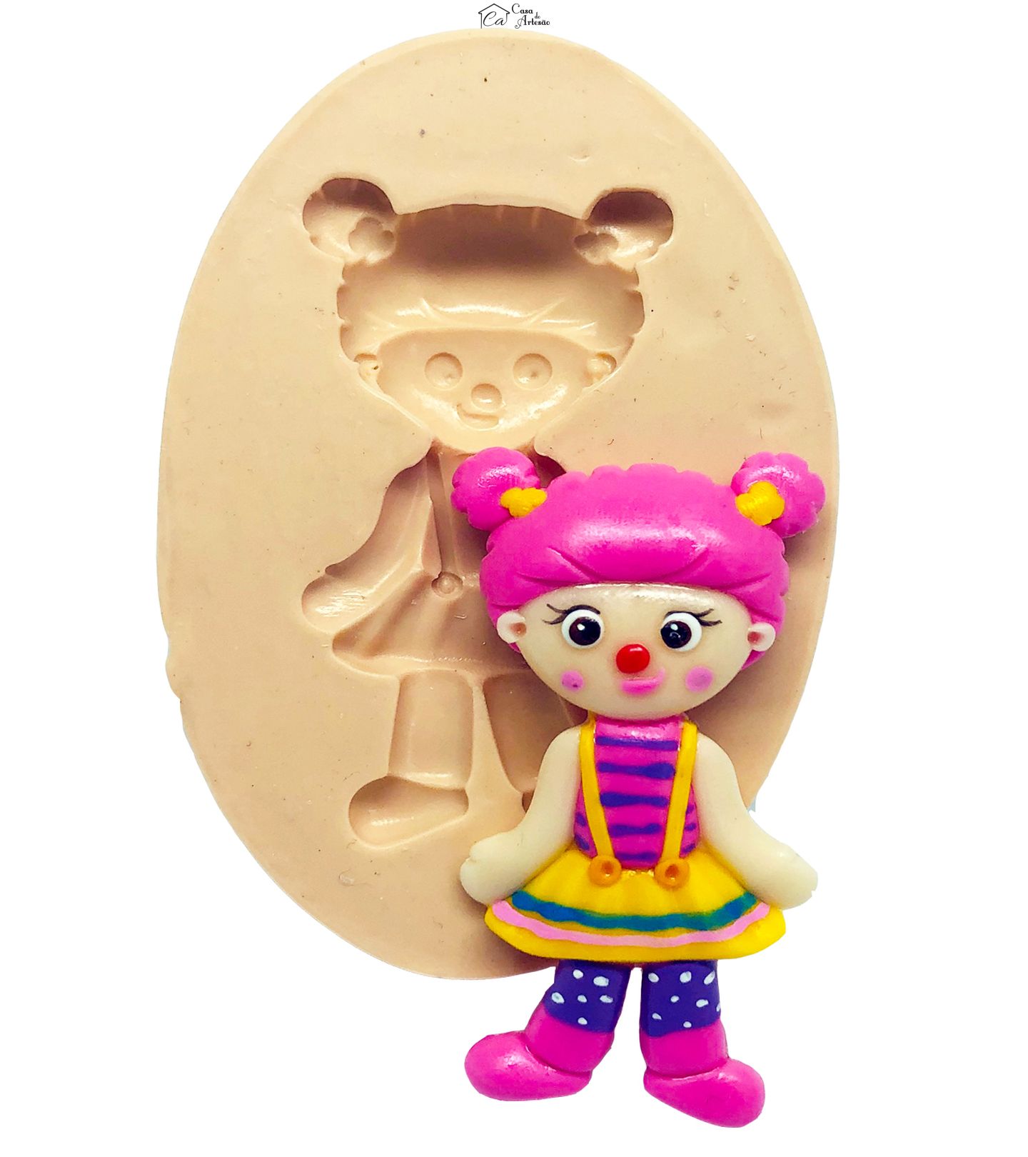 Molde de silicone - Circo Rosa - Palhaça 1 - Grande - P820