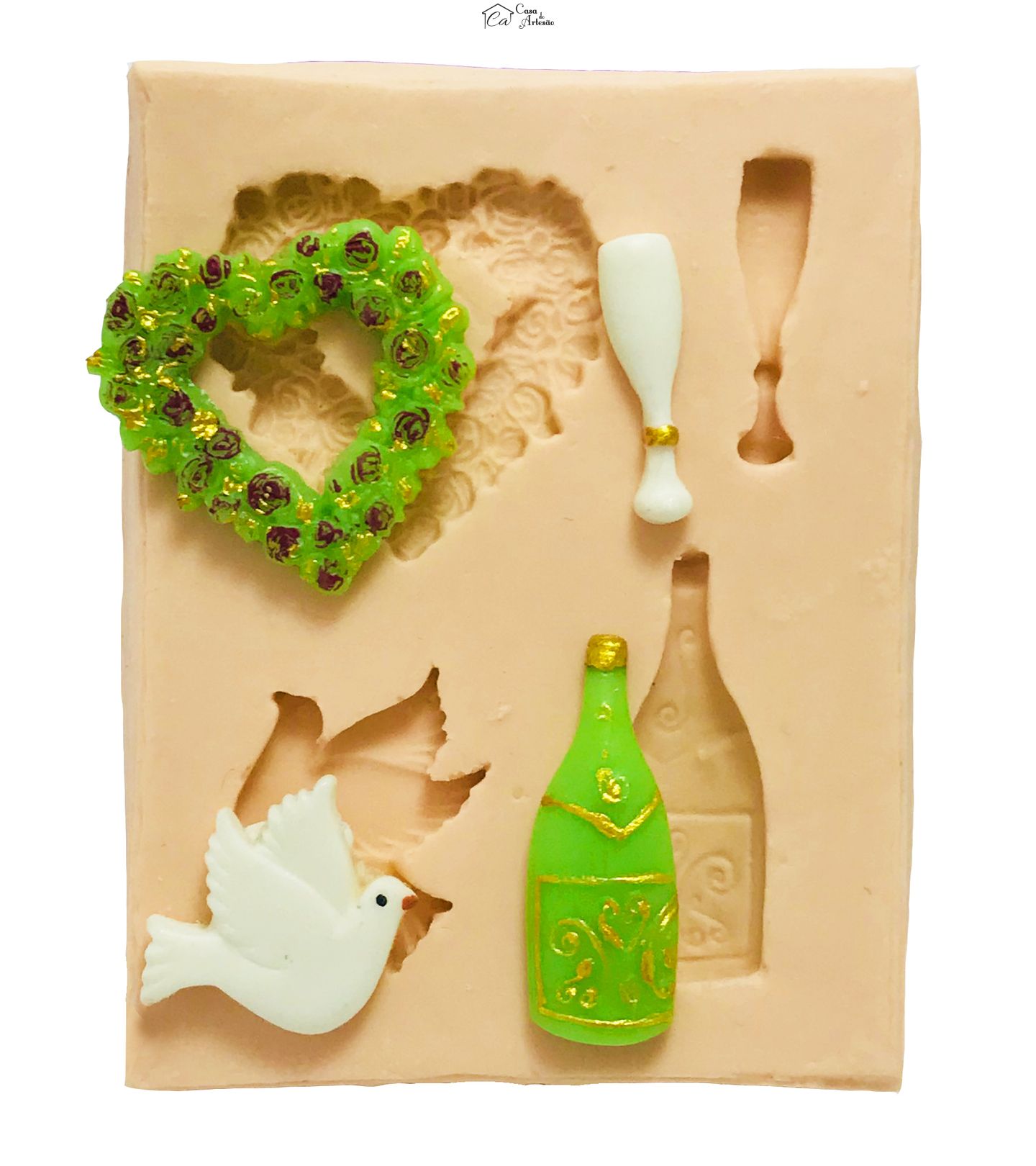 Molde de silicone - Kit Festas (Champagne, Taça, Pombo.....) - P44