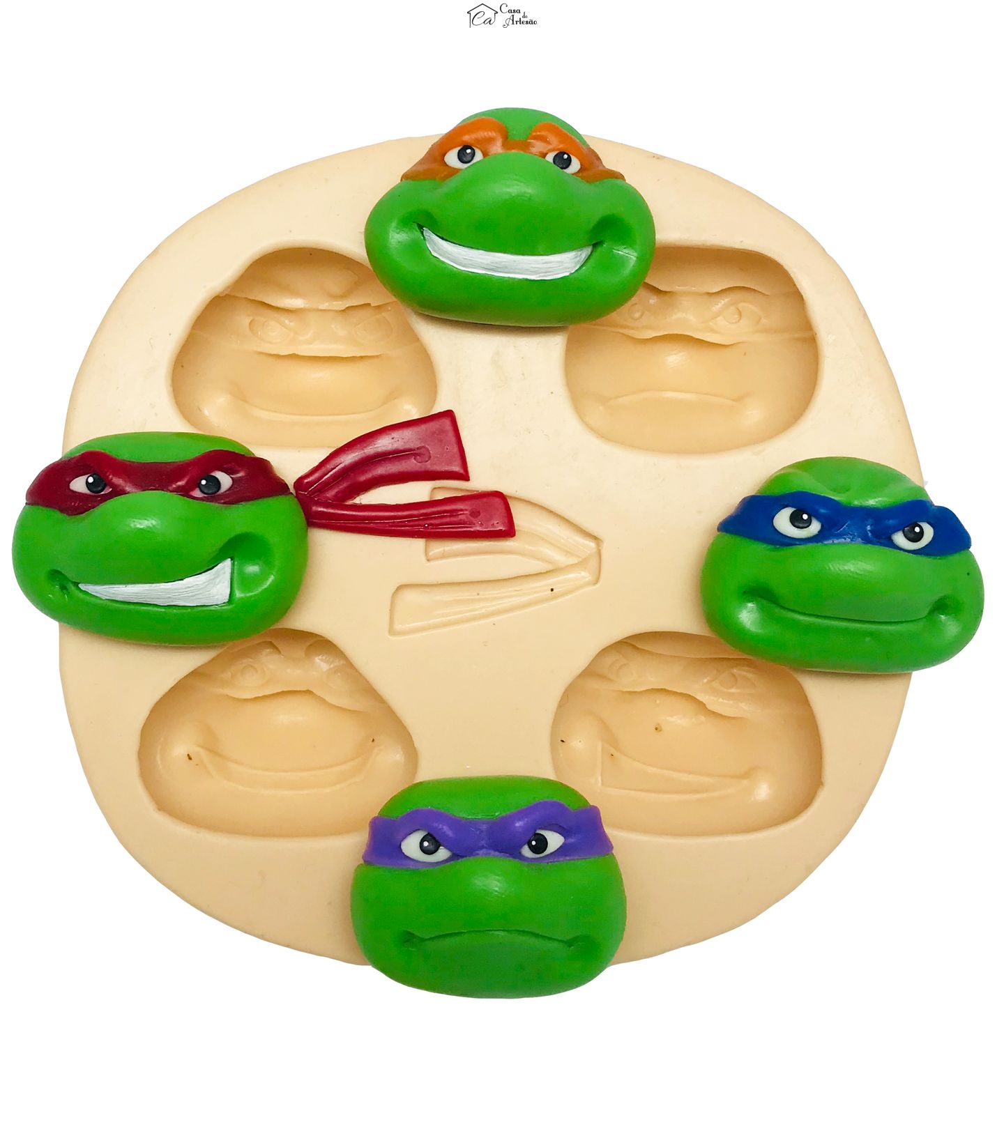 Molde de silicone - Tartarugas Ninjas - Rostos