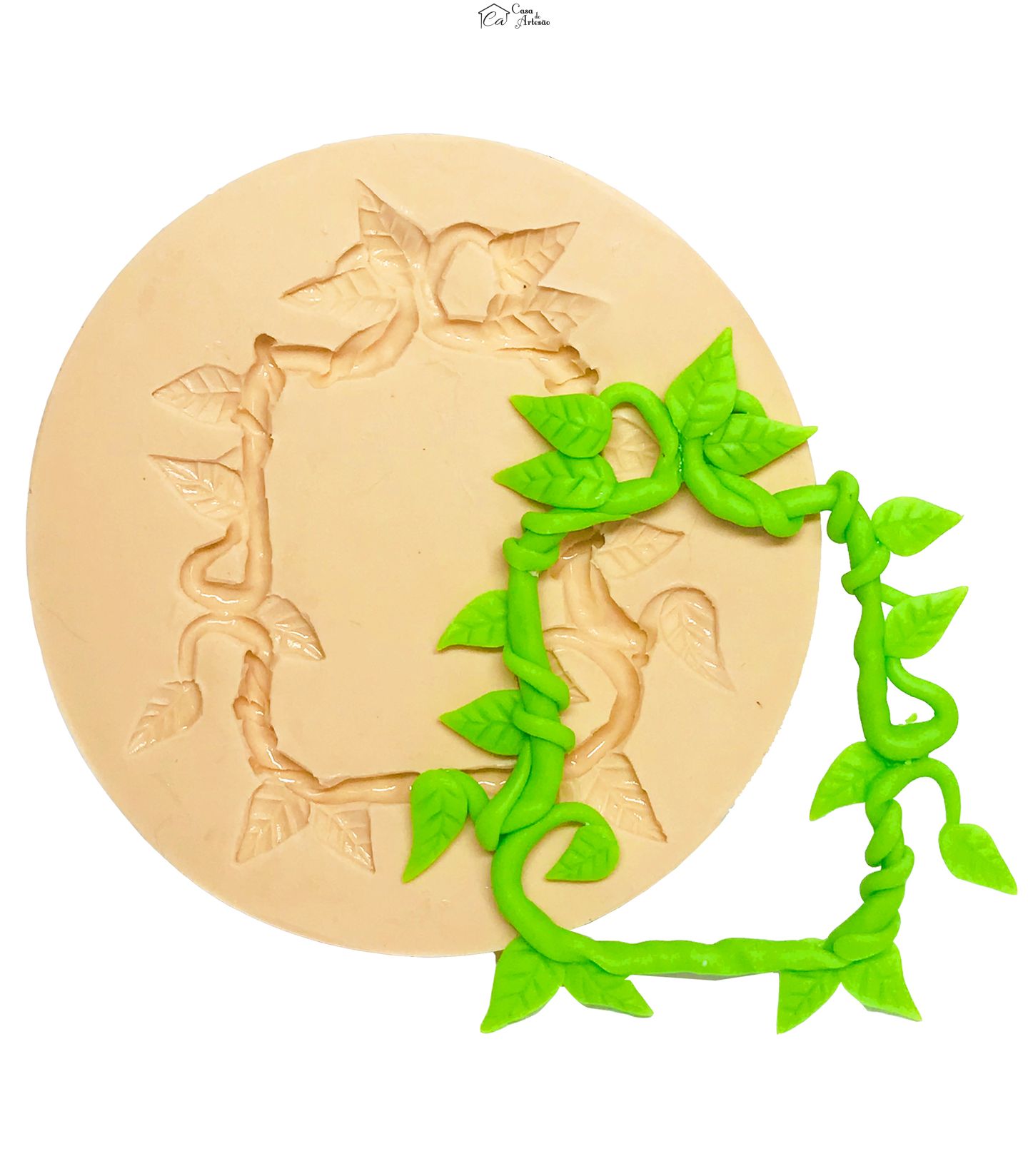 Molde de silicone - Moranguinho - Moldura de Folhas - Grande - P524