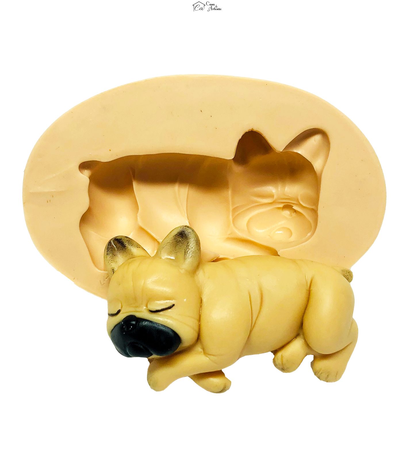 Molde de silicone - Cachorro -  Bulldog Dormindo - Grande - P741