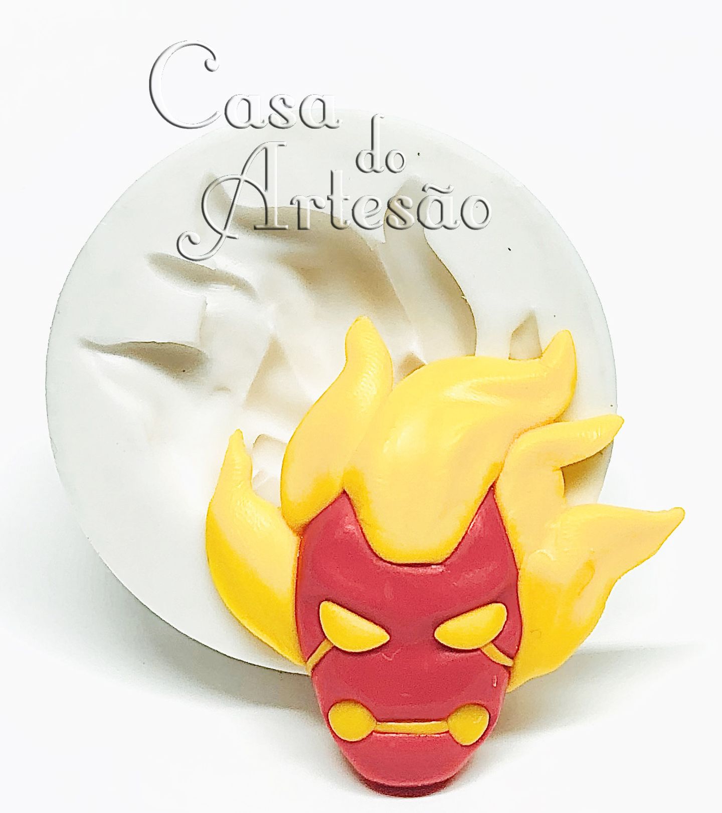 Molde de silicone - Ben 10 - Rosto Heatblast - Medio - P900